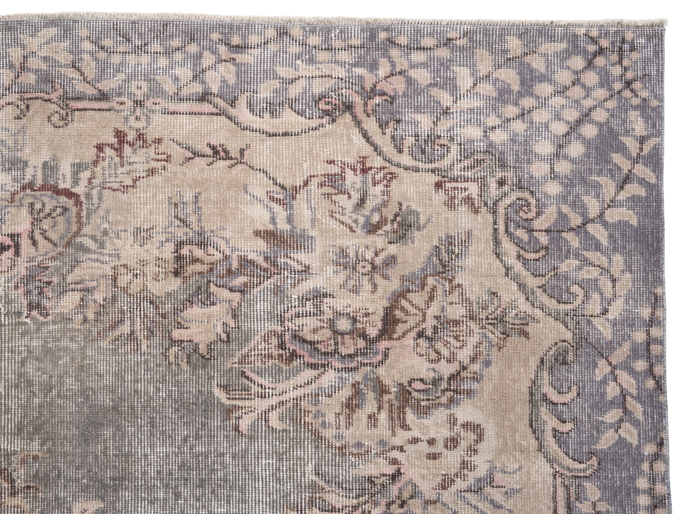 Turkish Isparta area rug in cream and greige, view 8 of 10