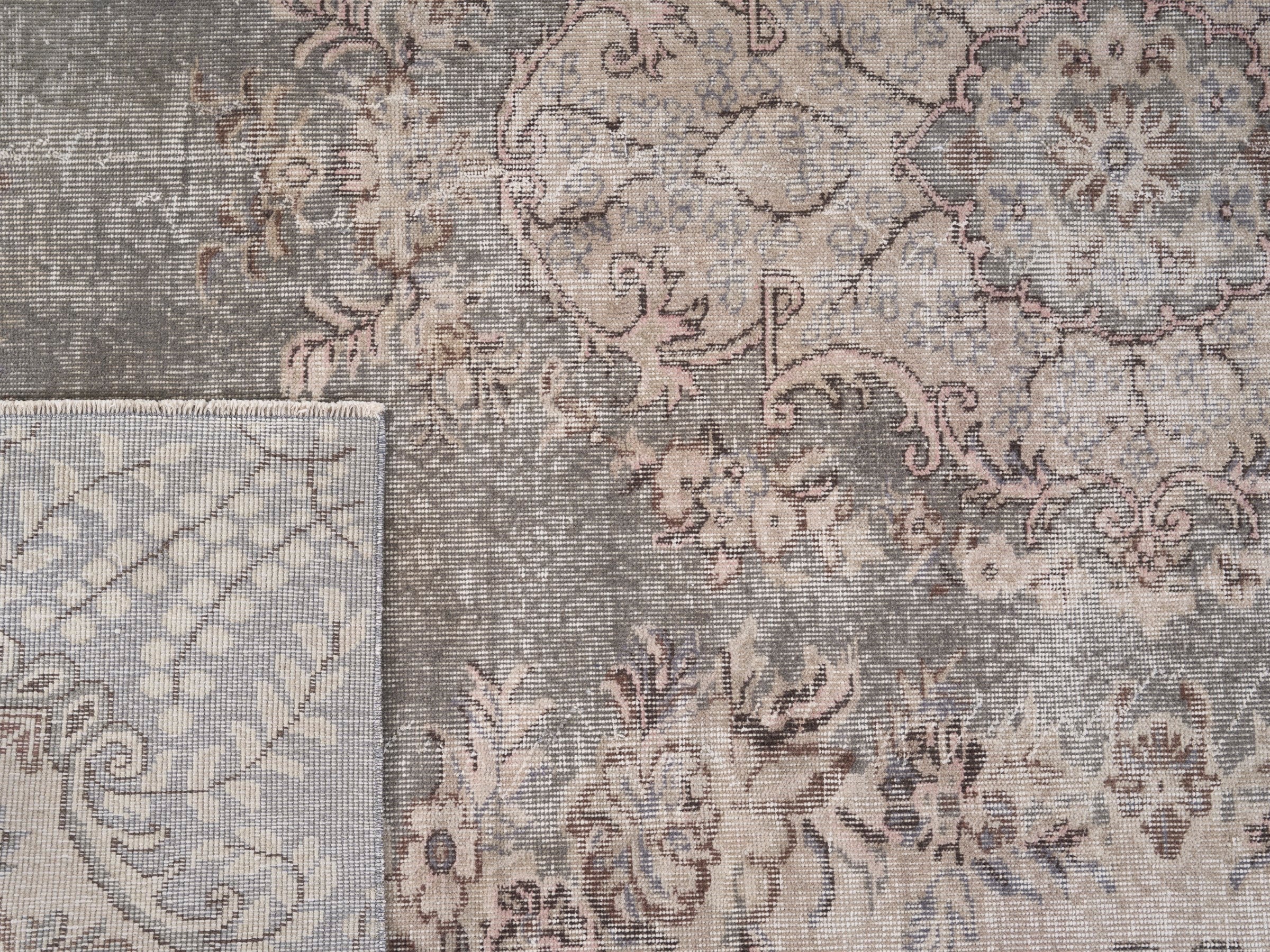 Turkish Isparta area rug in cream and greige, view 10 of 10