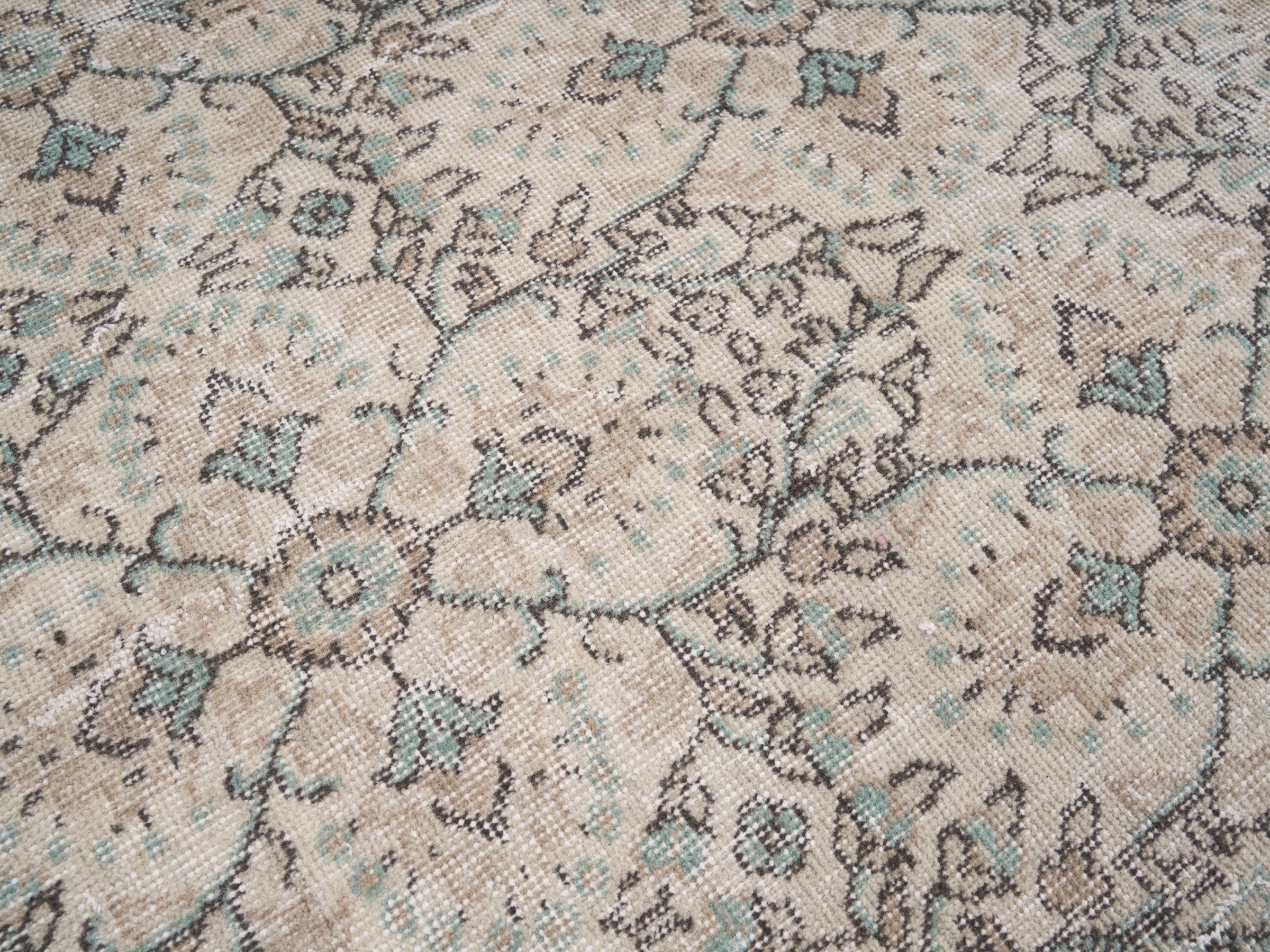 Turkish Isparta area rug in cream and celadon, view 7 of 10