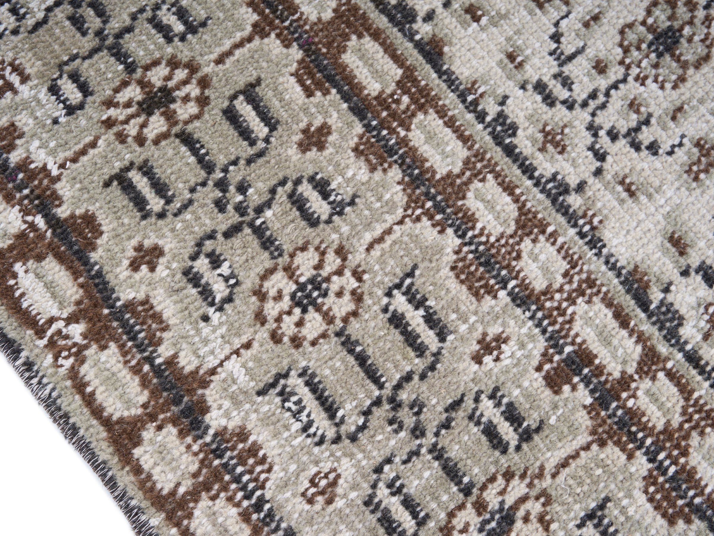 Turkish Manisa area rug in cream and taupe, view 6 of 10