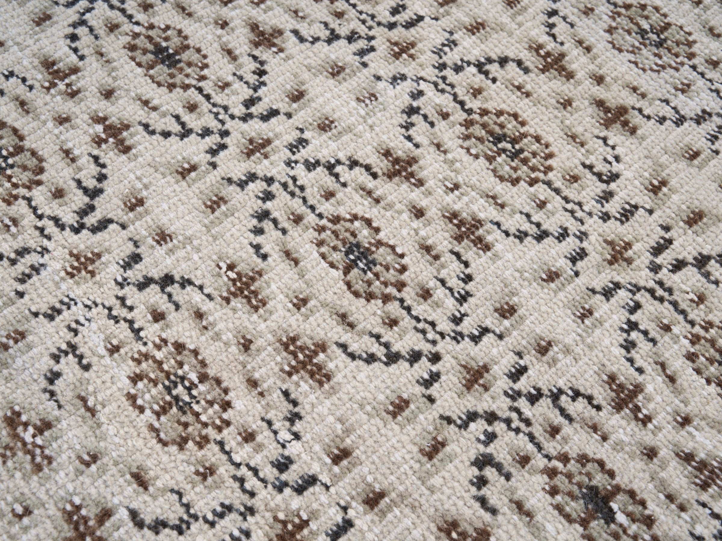 Turkish Manisa area rug in cream and taupe, view 7 of 10
