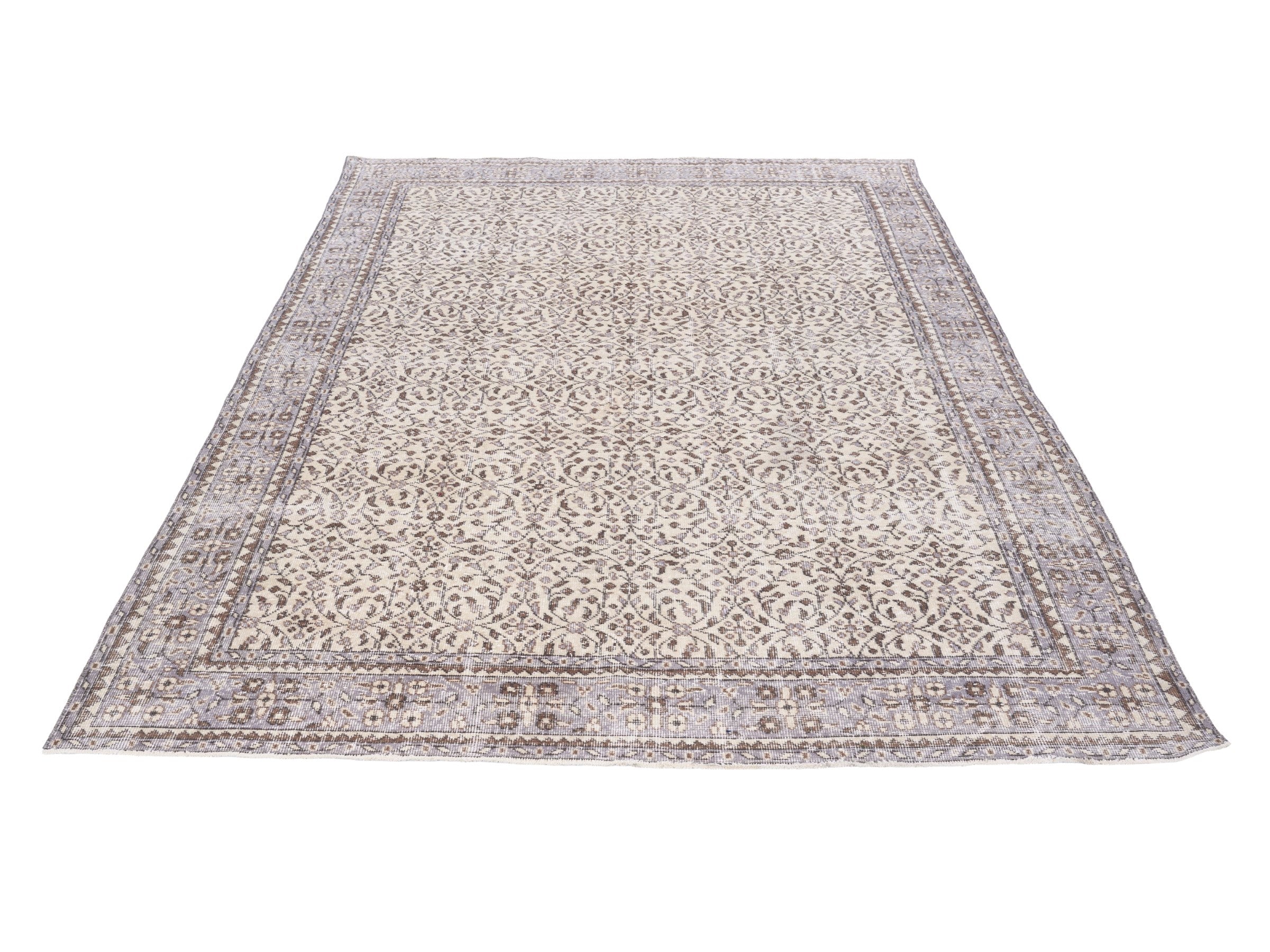 Turkish Isparta area rug in cream and greige, view 2 of 10