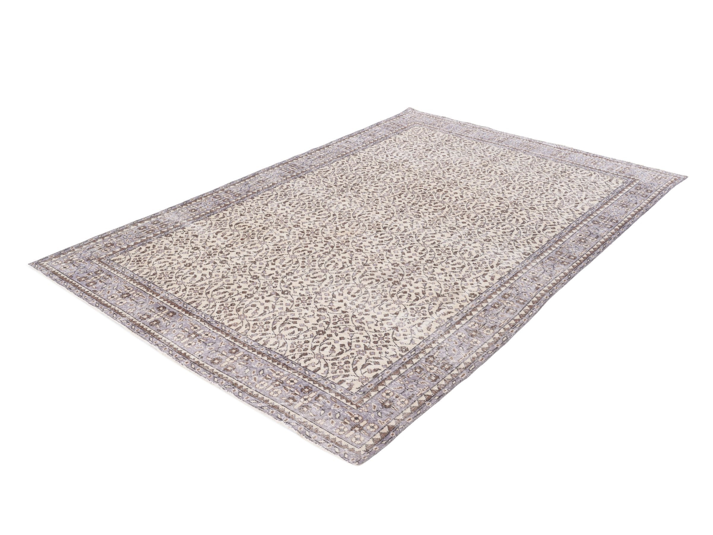 Turkish Isparta area rug in cream and greige, view 3 of 10