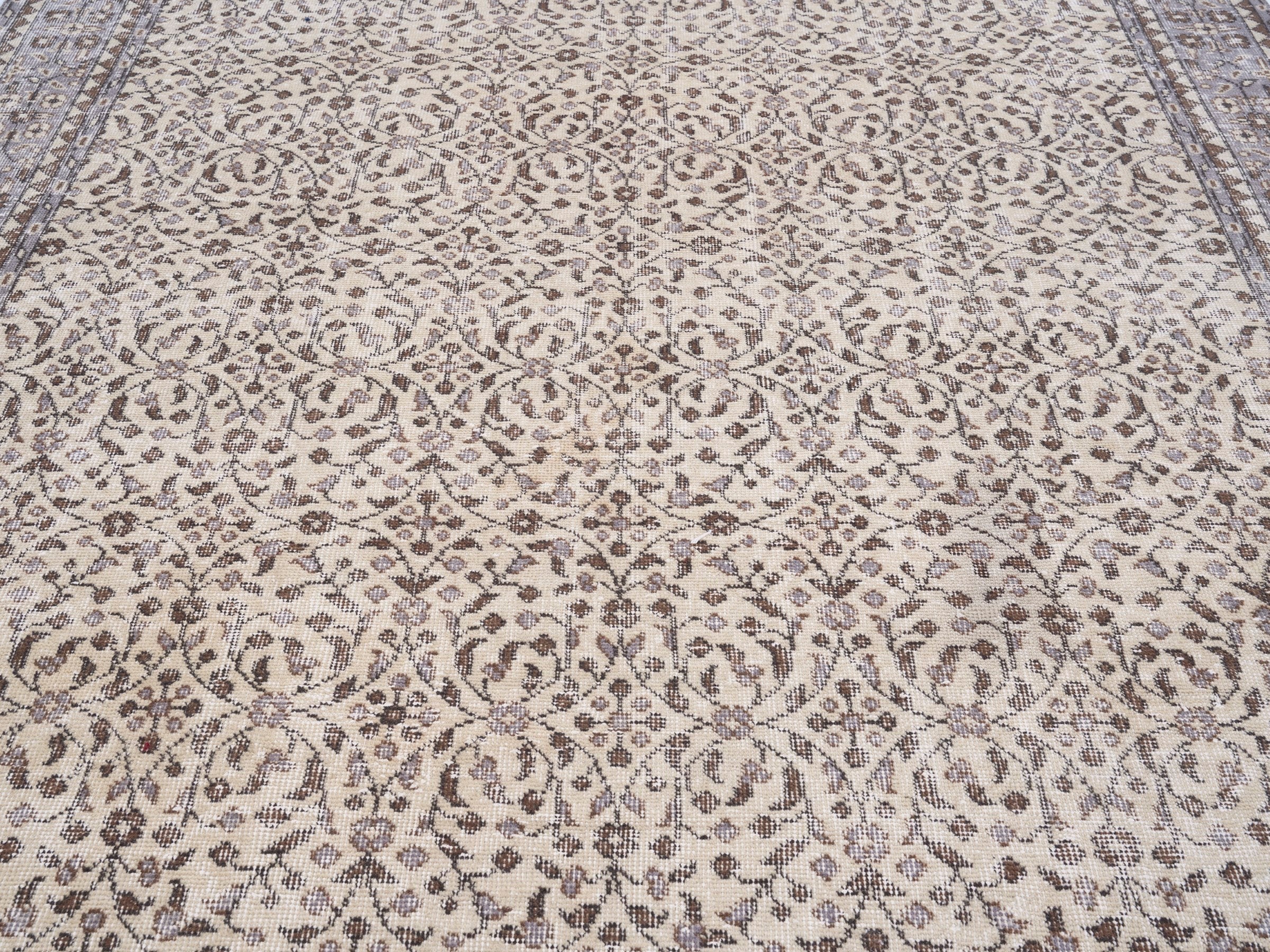 Turkish Isparta area rug in cream and greige, view 4 of 10
