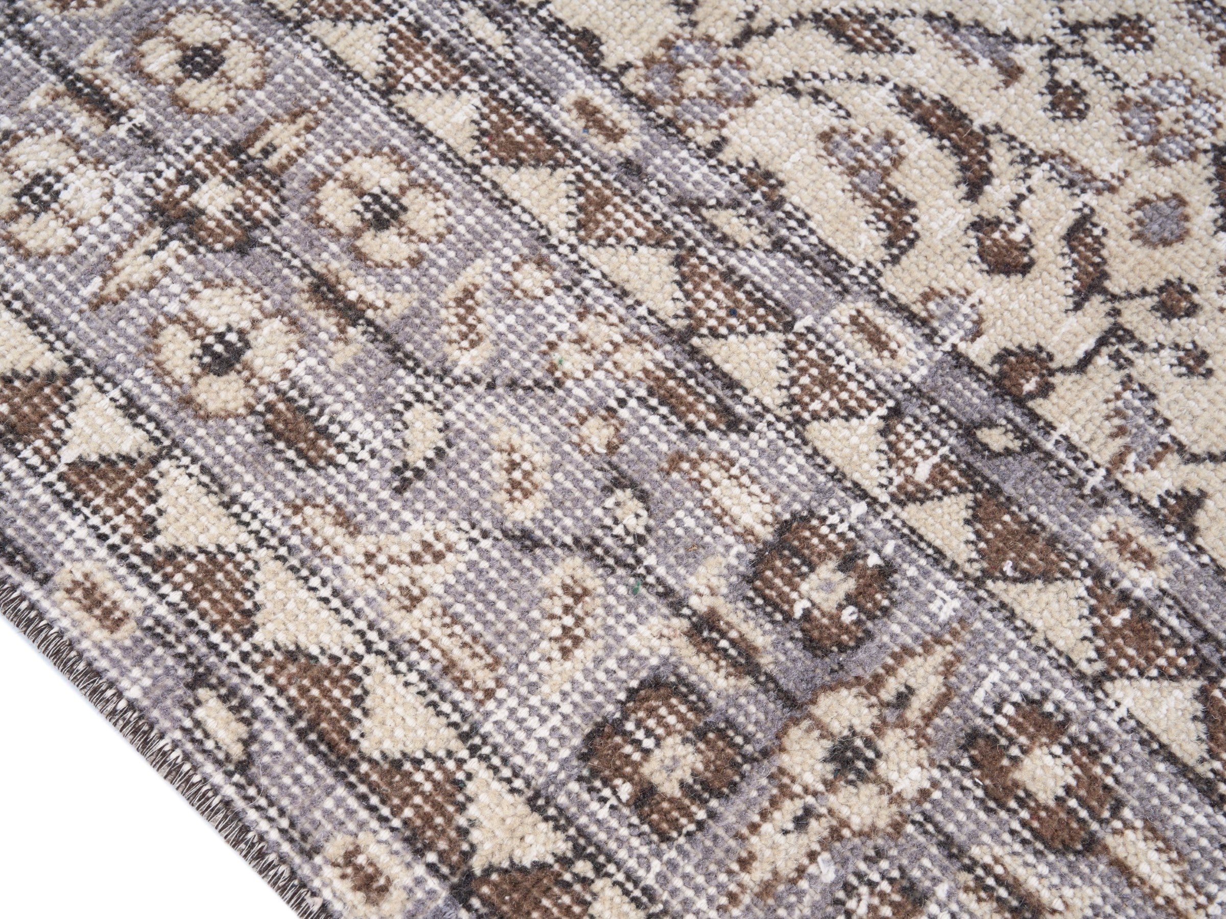 Turkish Isparta area rug in cream and greige, view 6 of 10