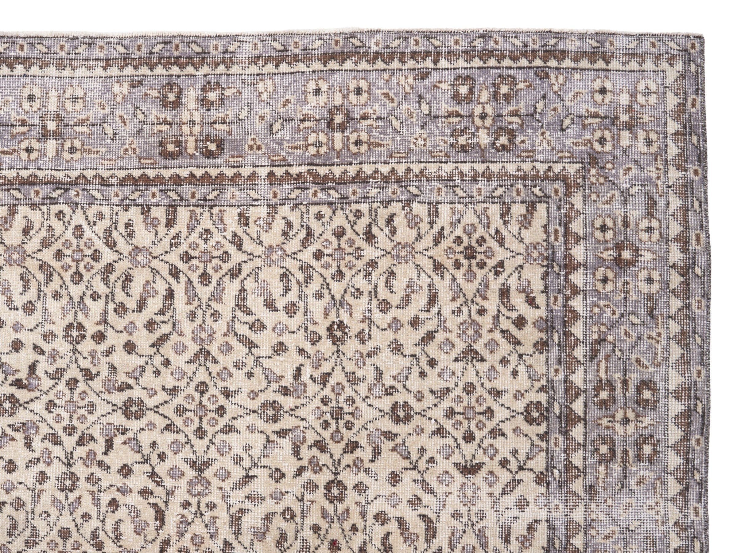 Turkish Isparta area rug in cream and greige, view 8 of 10