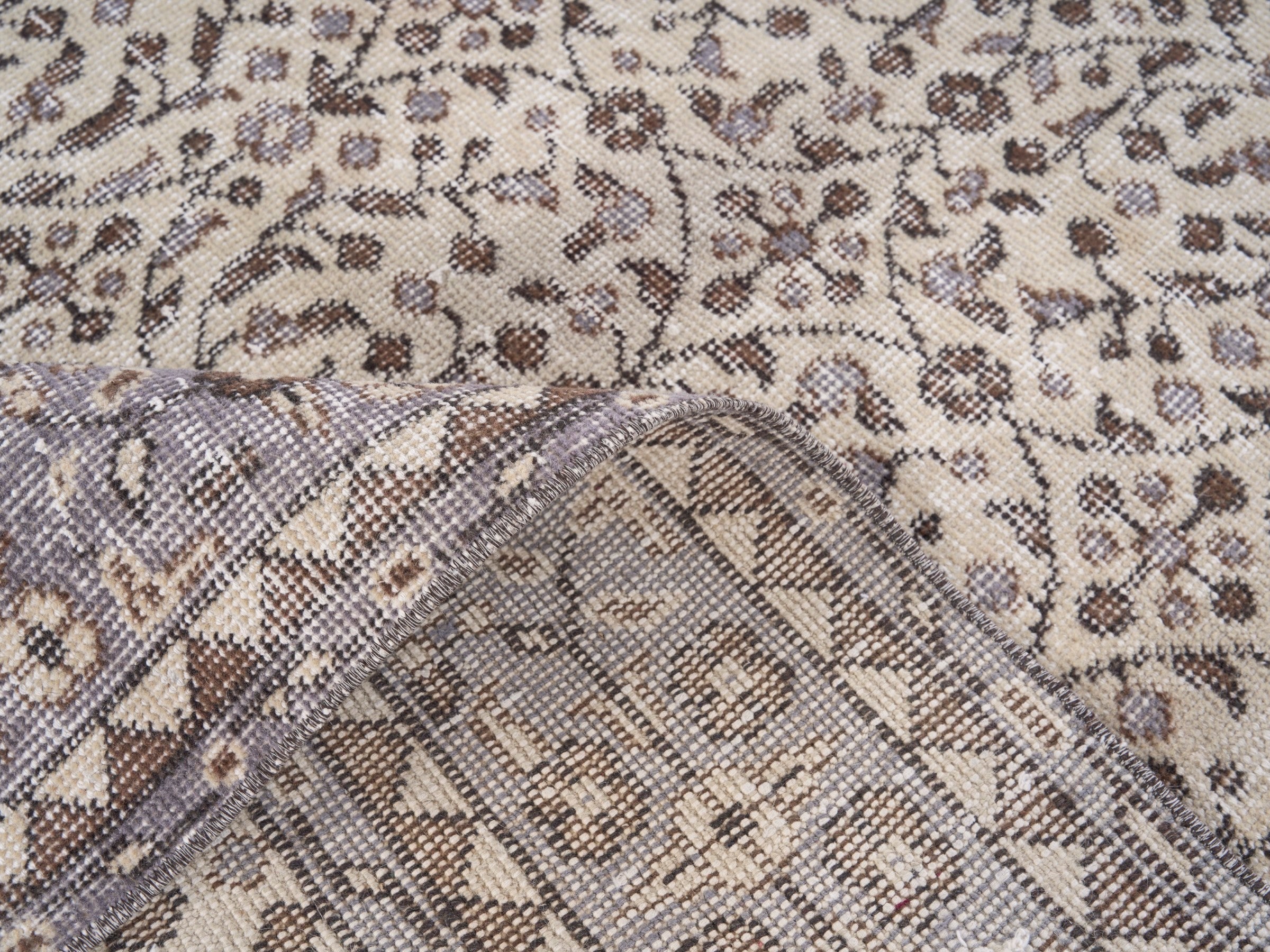 Turkish Isparta area rug in cream and greige, view 9 of 10
