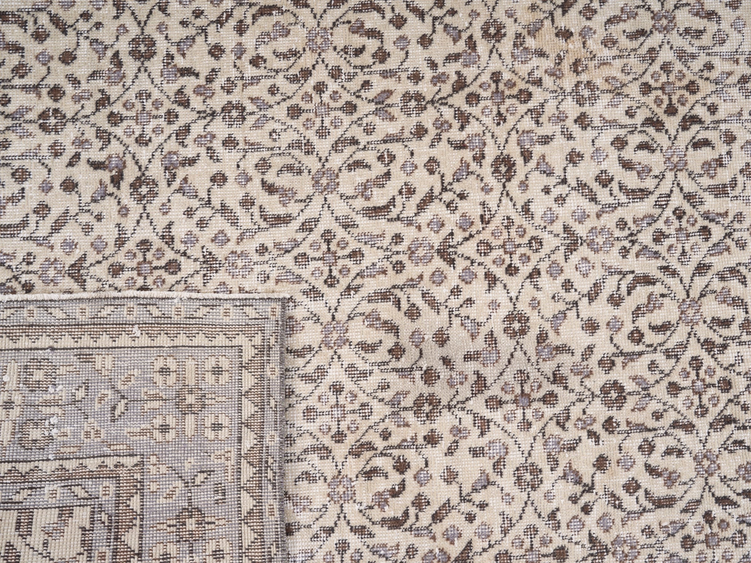 Turkish Isparta area rug in cream and greige, view 10 of 10