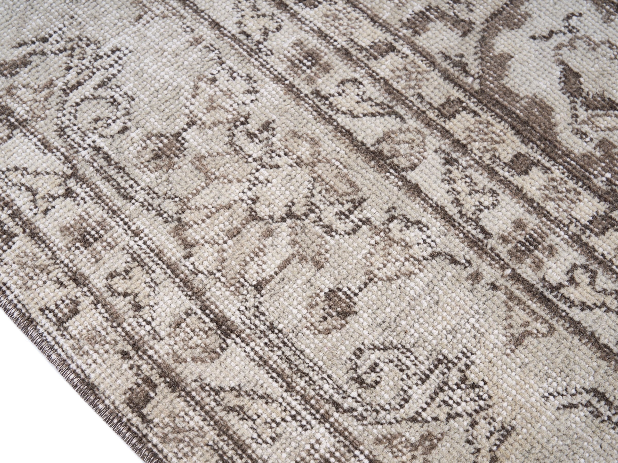 Turkish Isparta area rug in cream and taupe, view 6 of 10