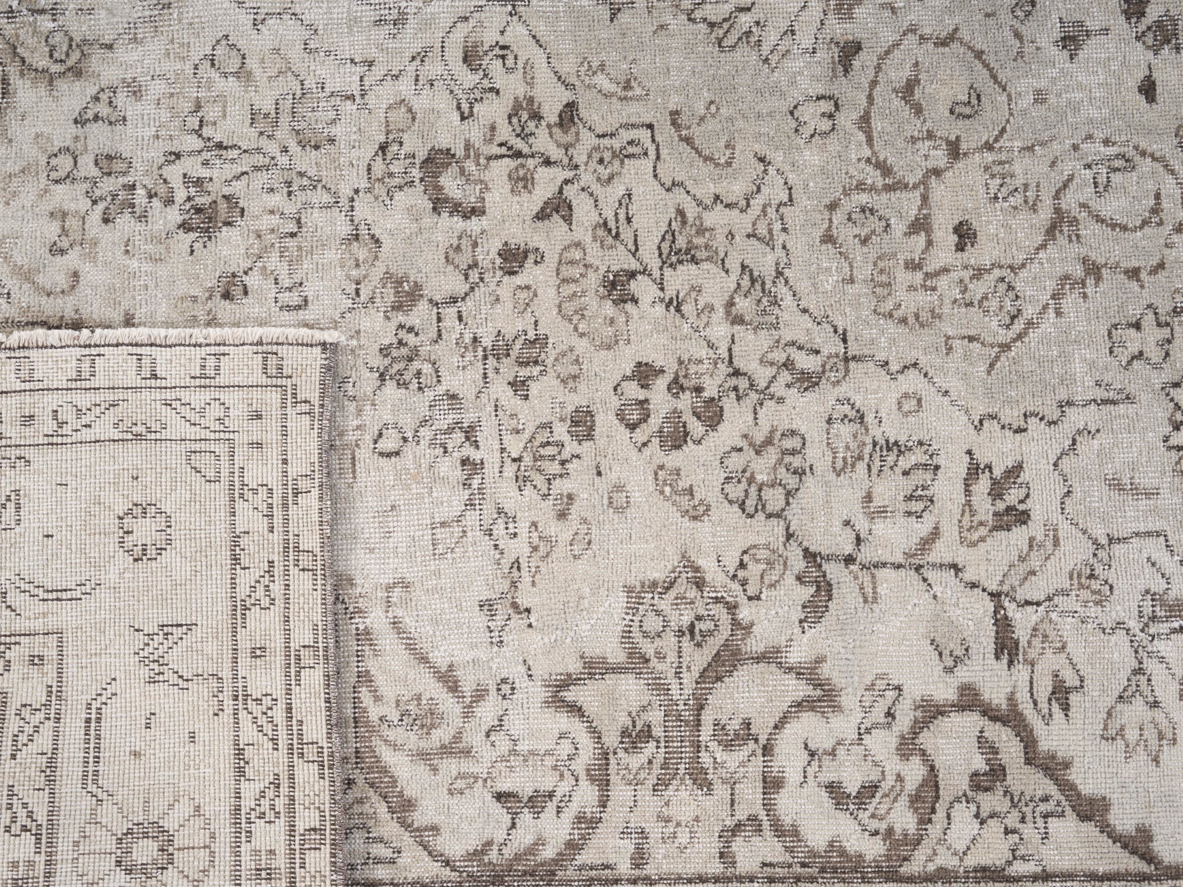 Turkish Isparta area rug in cream and taupe, view 10 of 10
