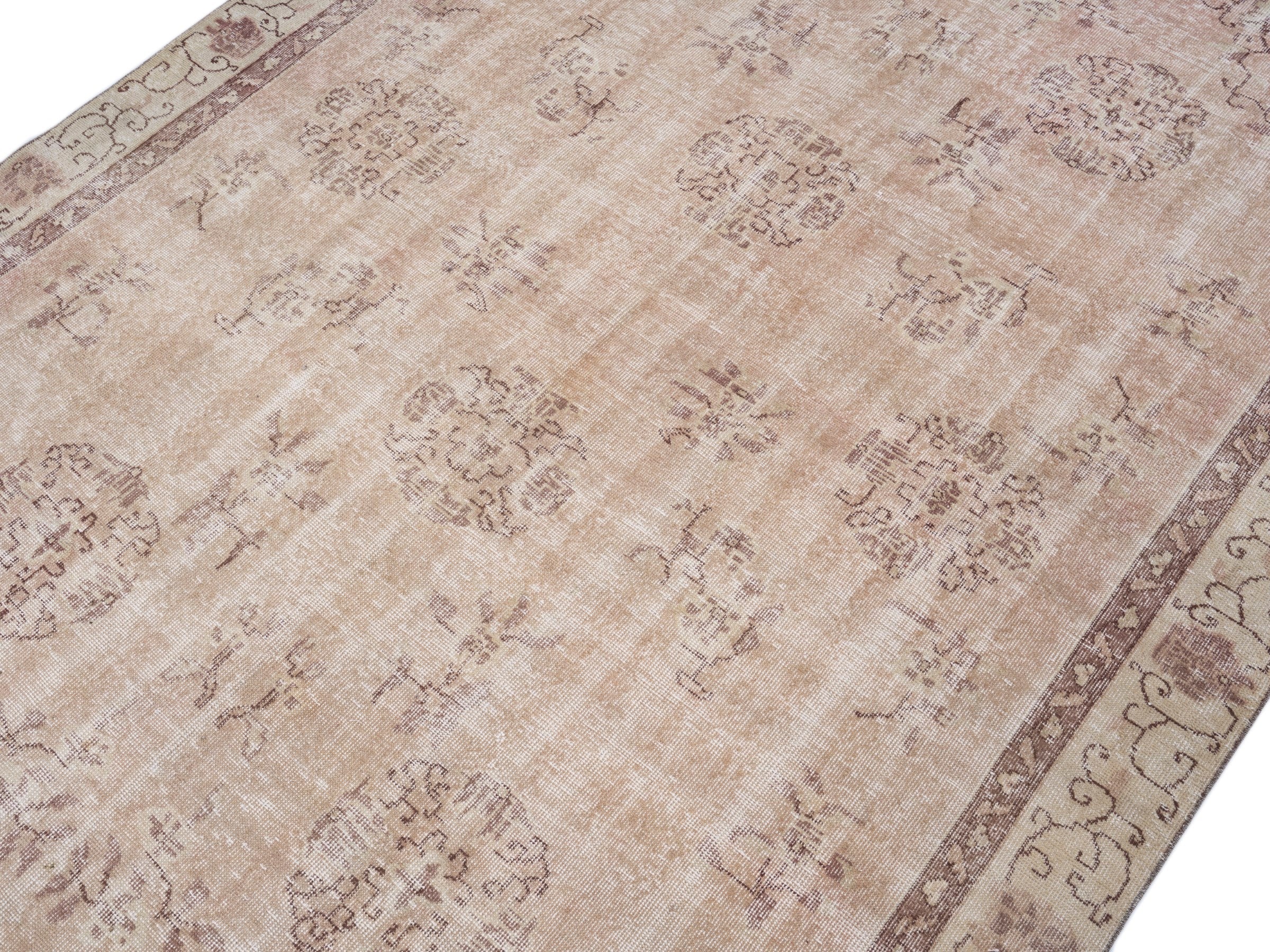 Turkish Isparta area rug in muted pink and faded red, view 4 of 9