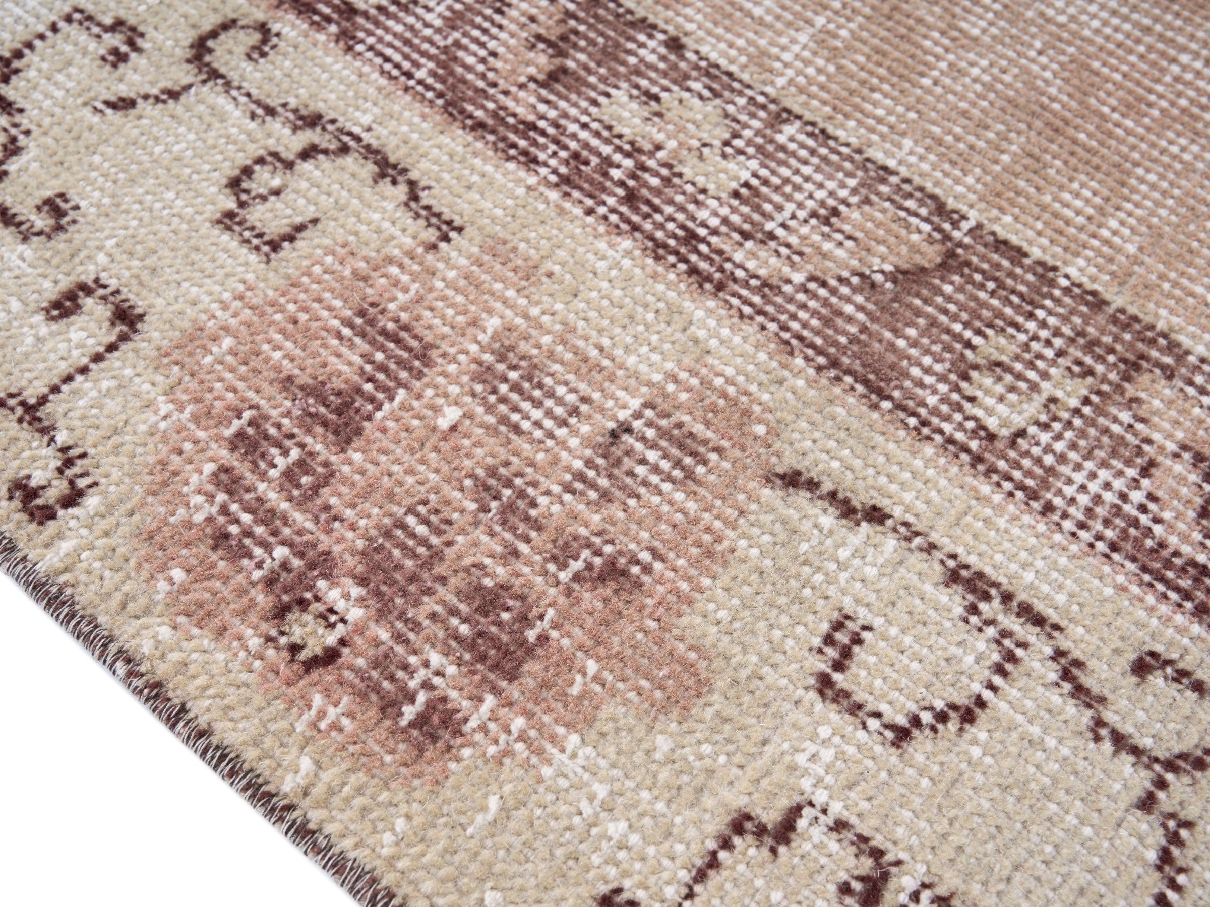 Turkish Isparta area rug in muted pink and faded red, view 5 of 9
