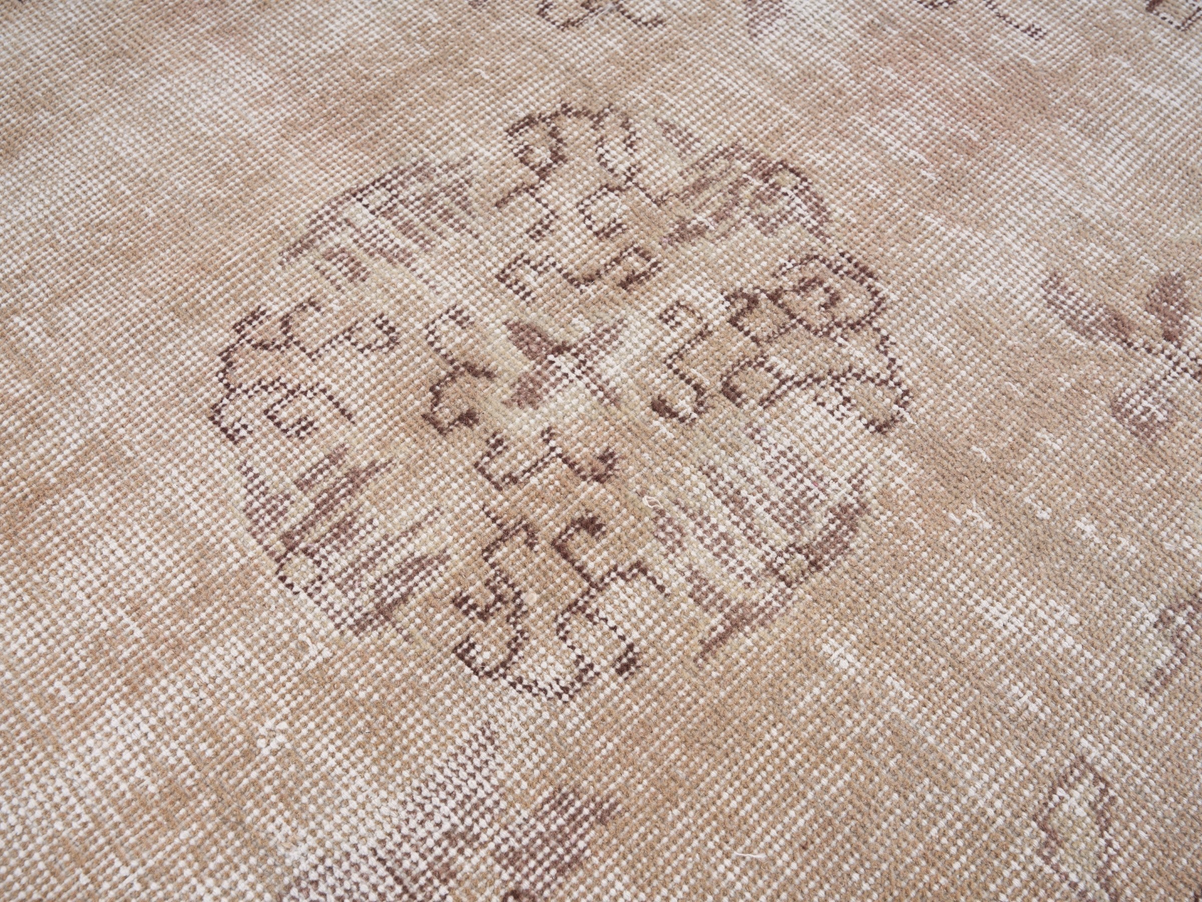 Turkish Isparta area rug in muted pink and faded red, view 6 of 9