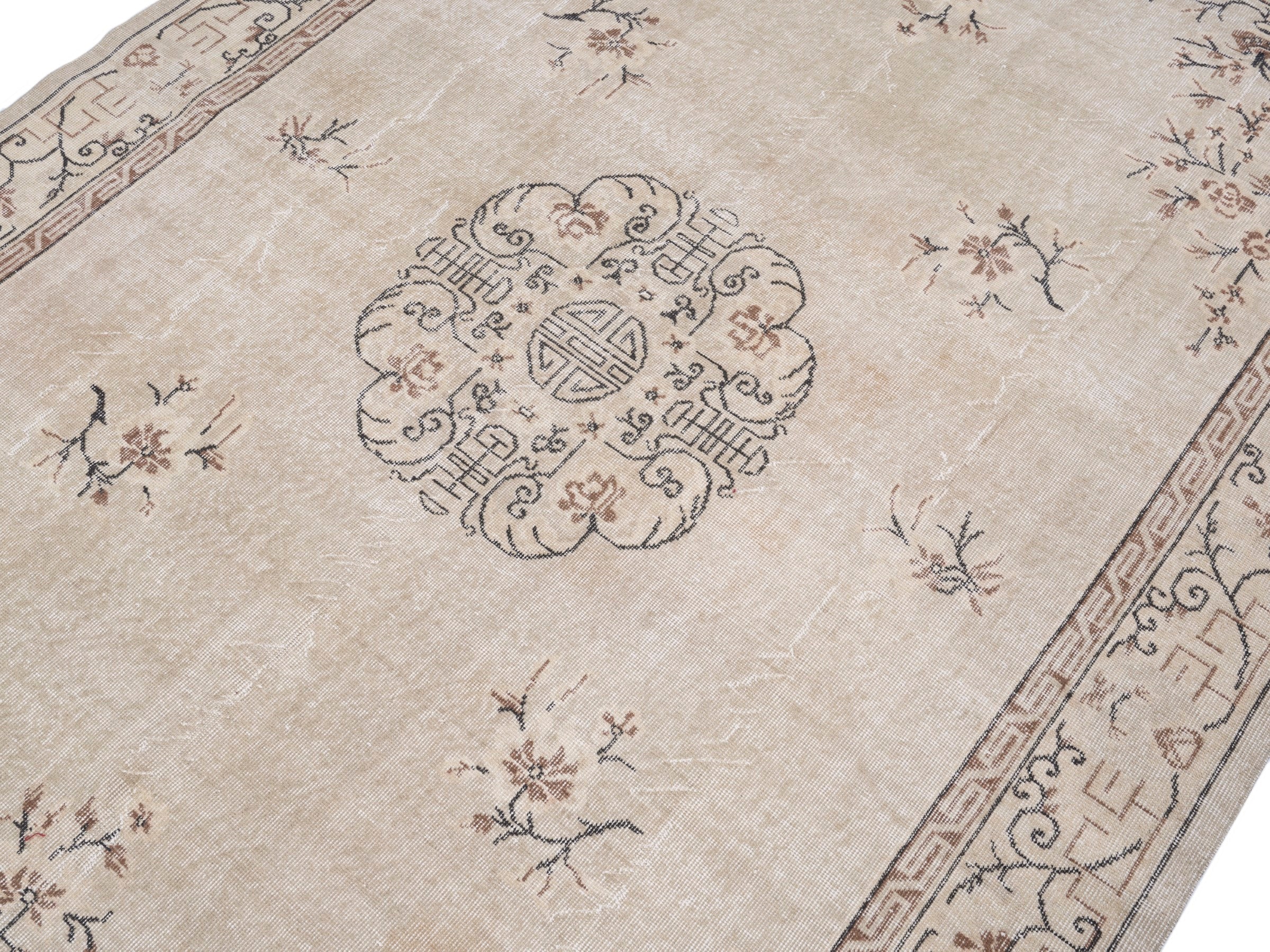 Turkish Isparta area rug in cream and greige, view 5 of 10