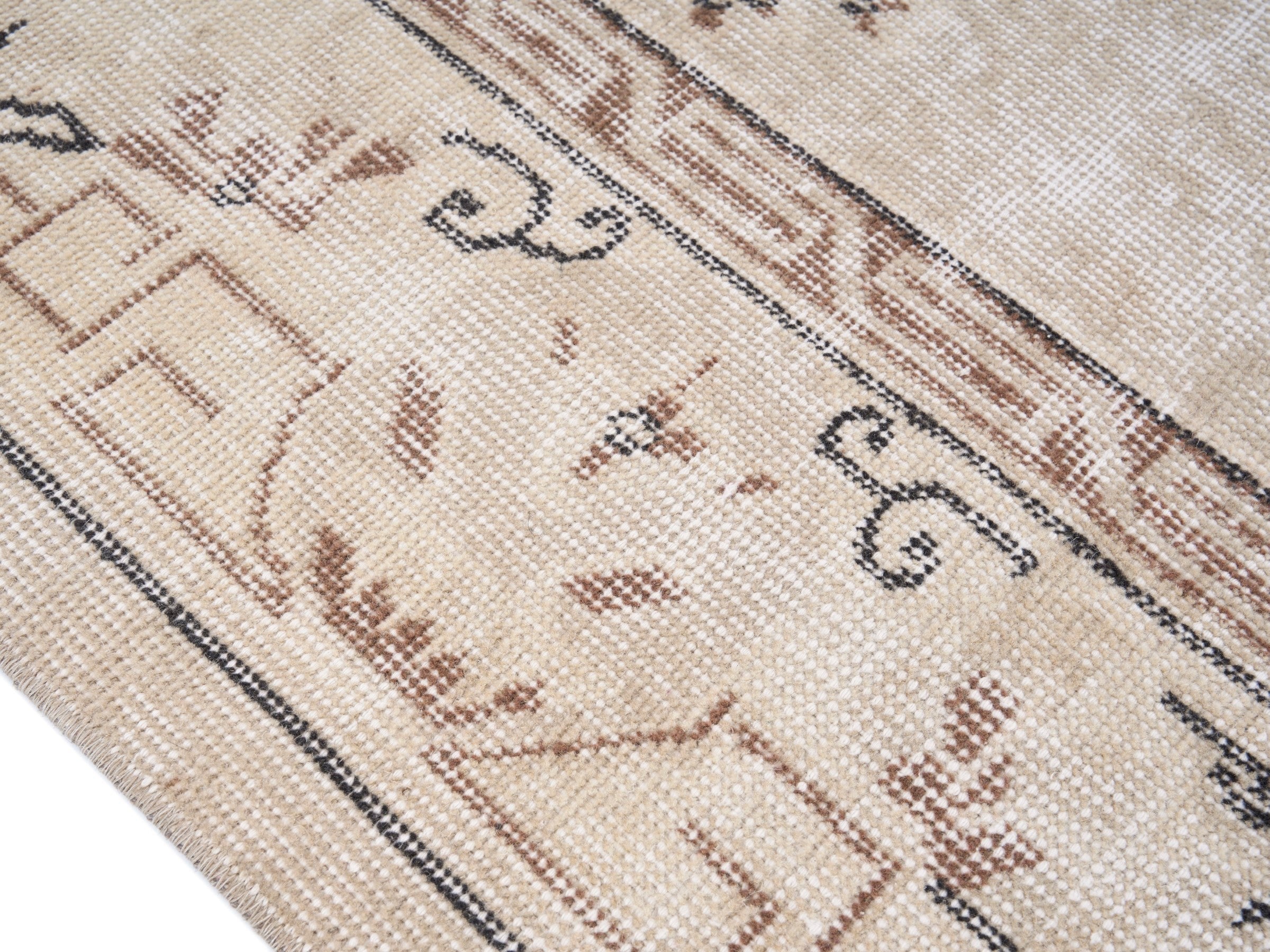 Turkish Isparta area rug in cream and greige, view 6 of 10