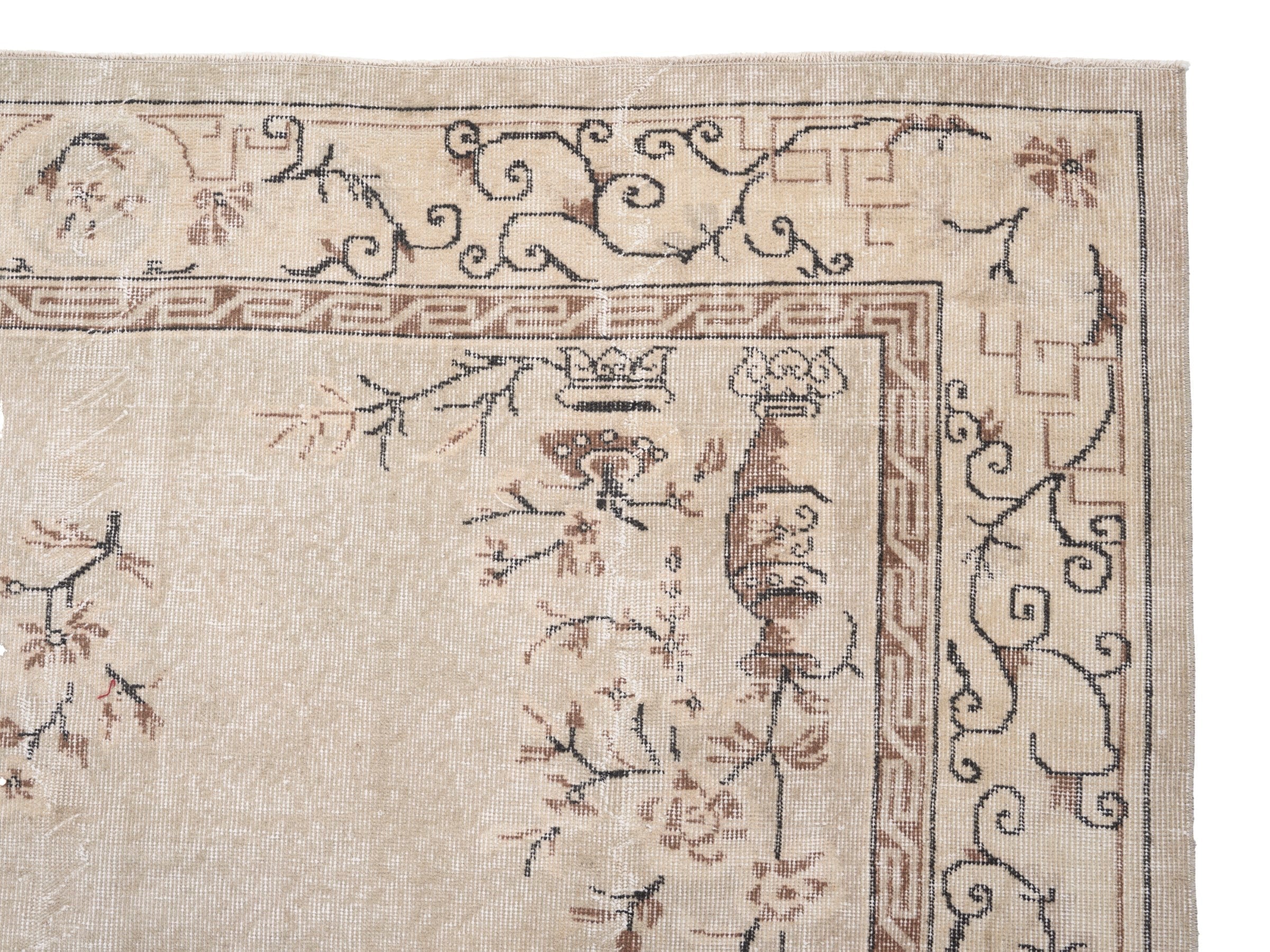 Turkish Isparta area rug in cream and greige, view 8 of 10