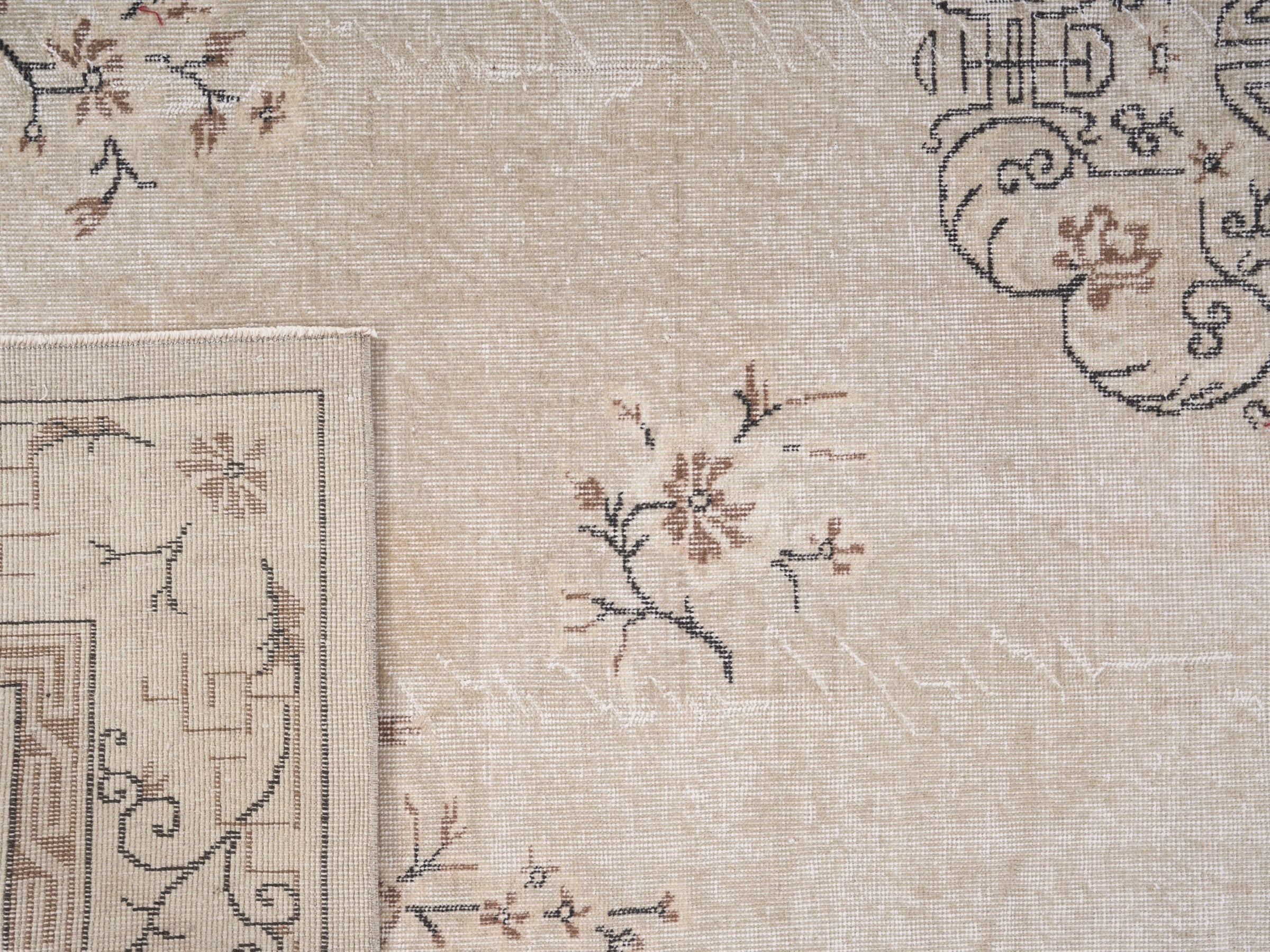 Turkish Isparta area rug in cream and greige, view 10 of 10