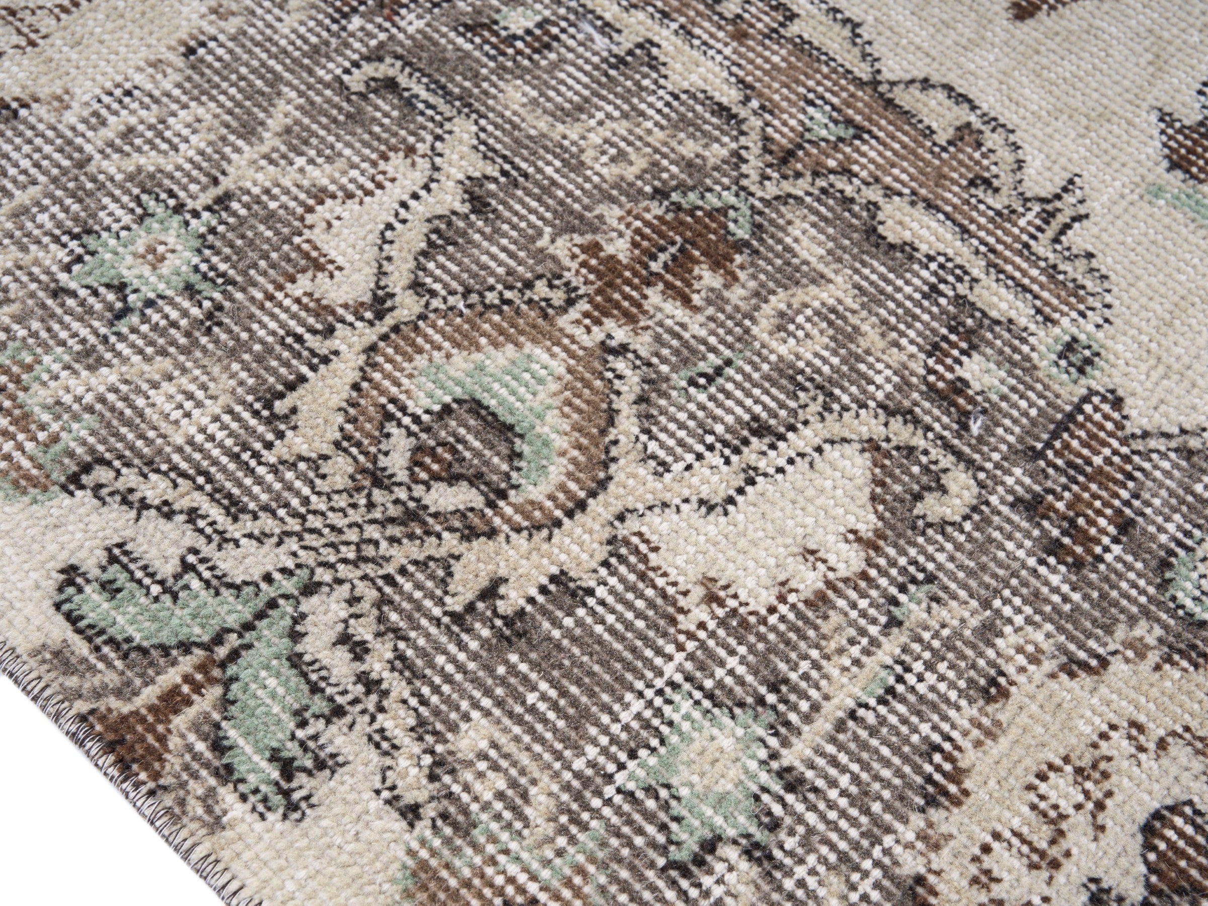 Turkish Isparta area rug in cream and taupe, view 6 of 10