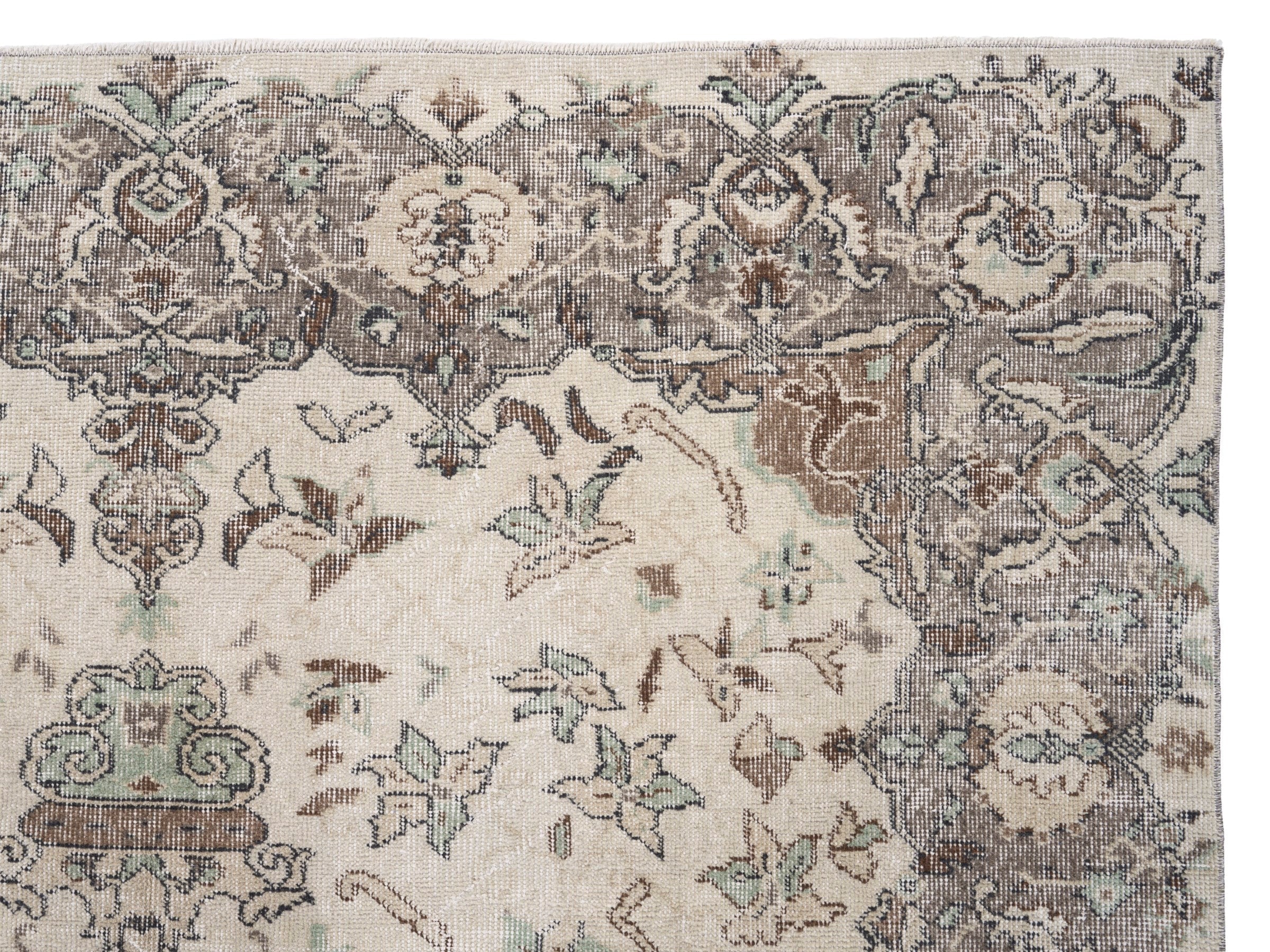 Turkish Isparta area rug in cream and taupe, view 8 of 10