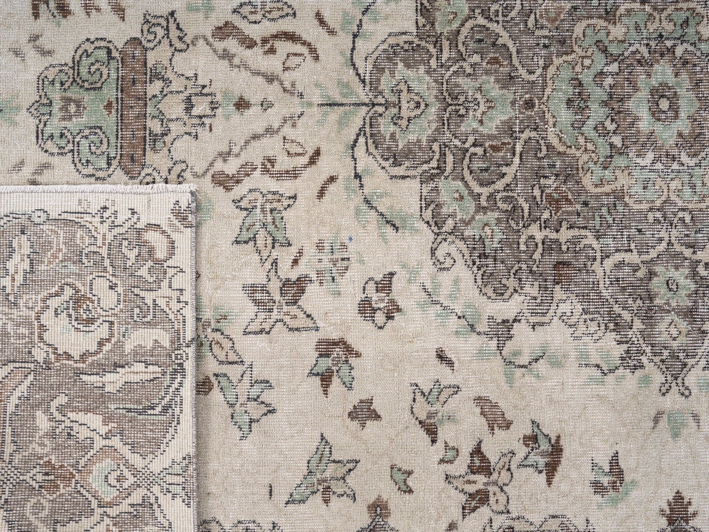 Turkish Isparta area rug in cream and taupe, view 10 of 10