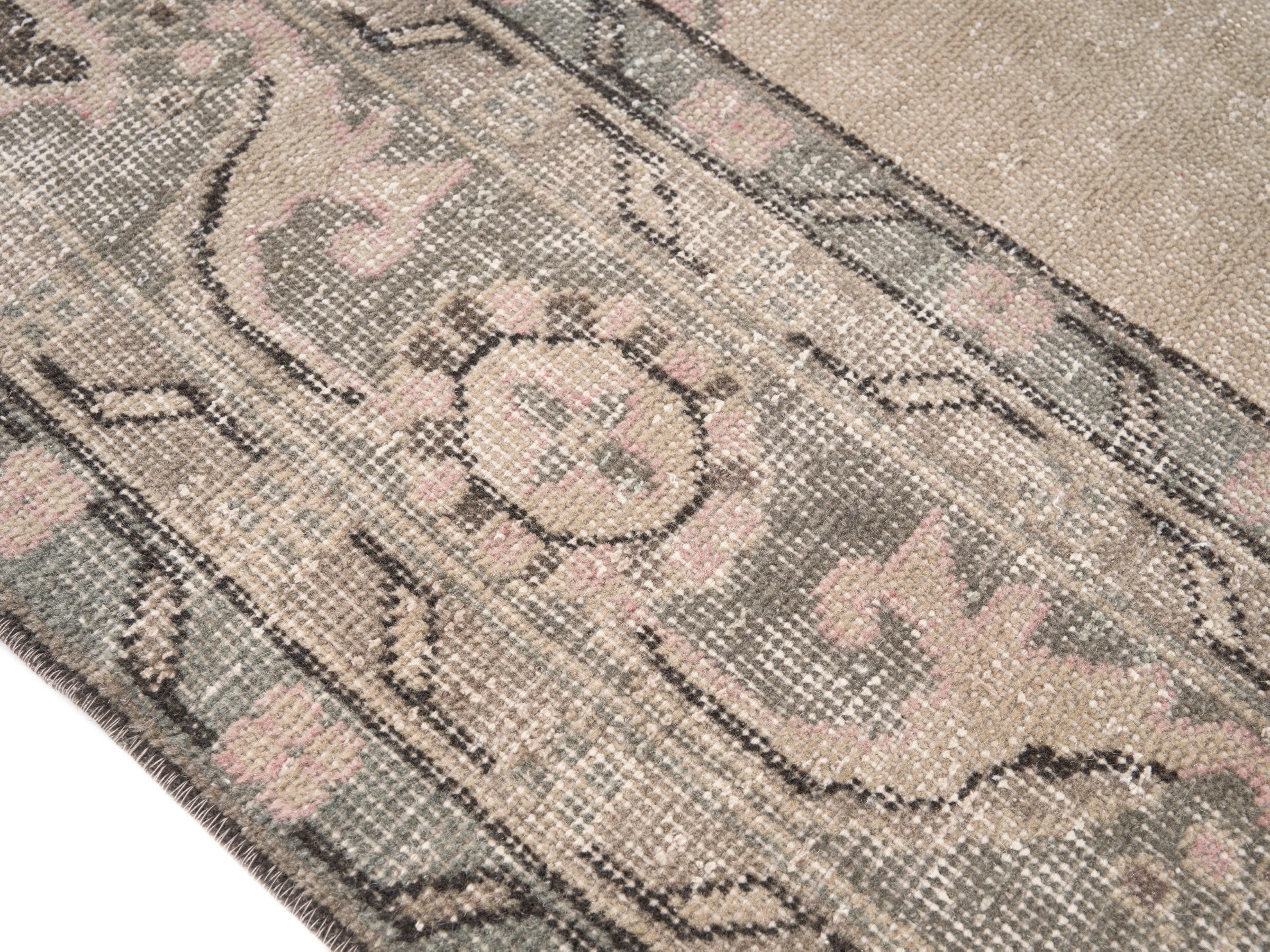 Turkish Isparta area rug in cream and greige, view 6 of 10