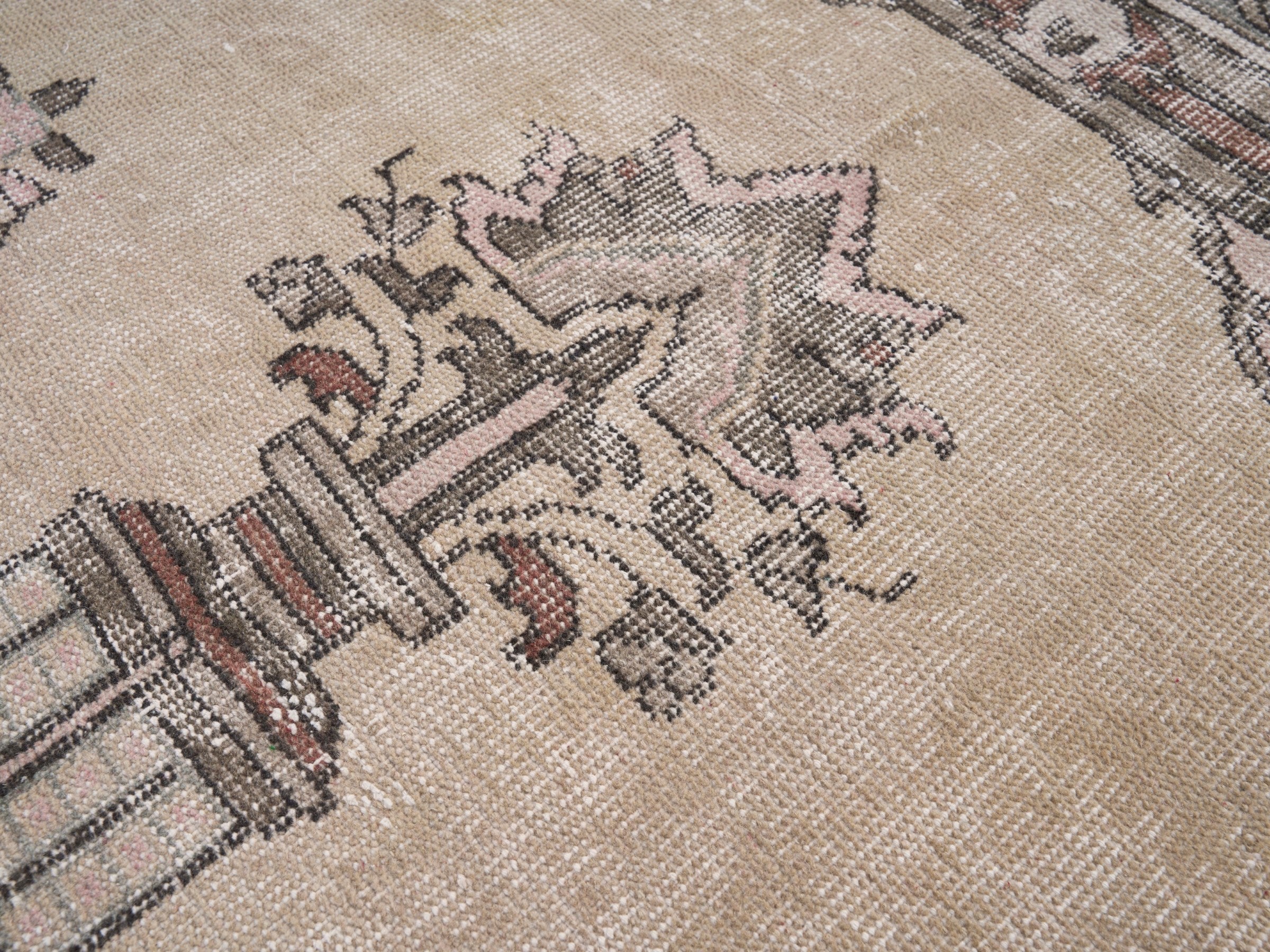 Turkish Isparta area rug in cream and greige, view 7 of 10
