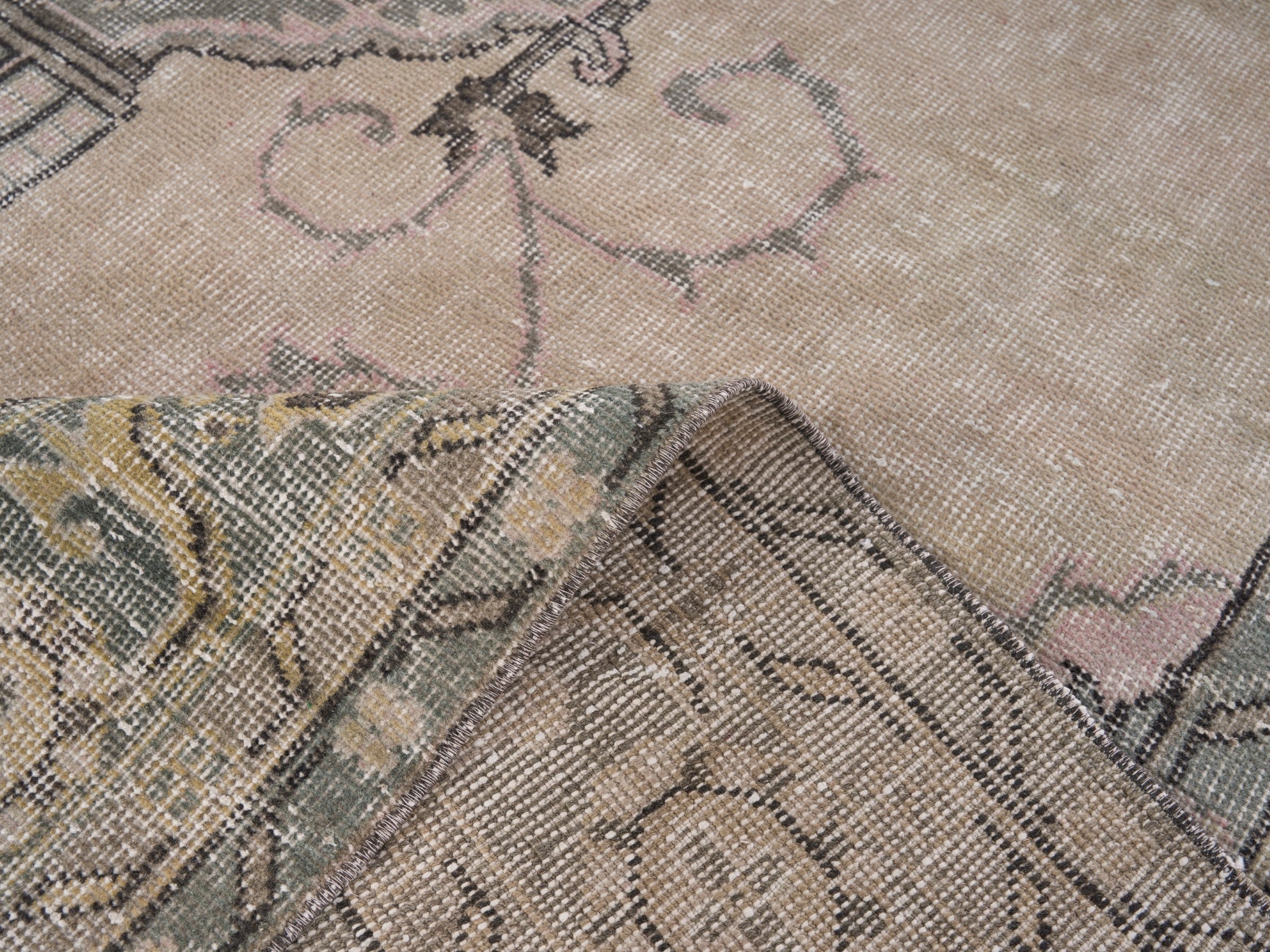 Turkish Isparta area rug in cream and greige, view 9 of 10