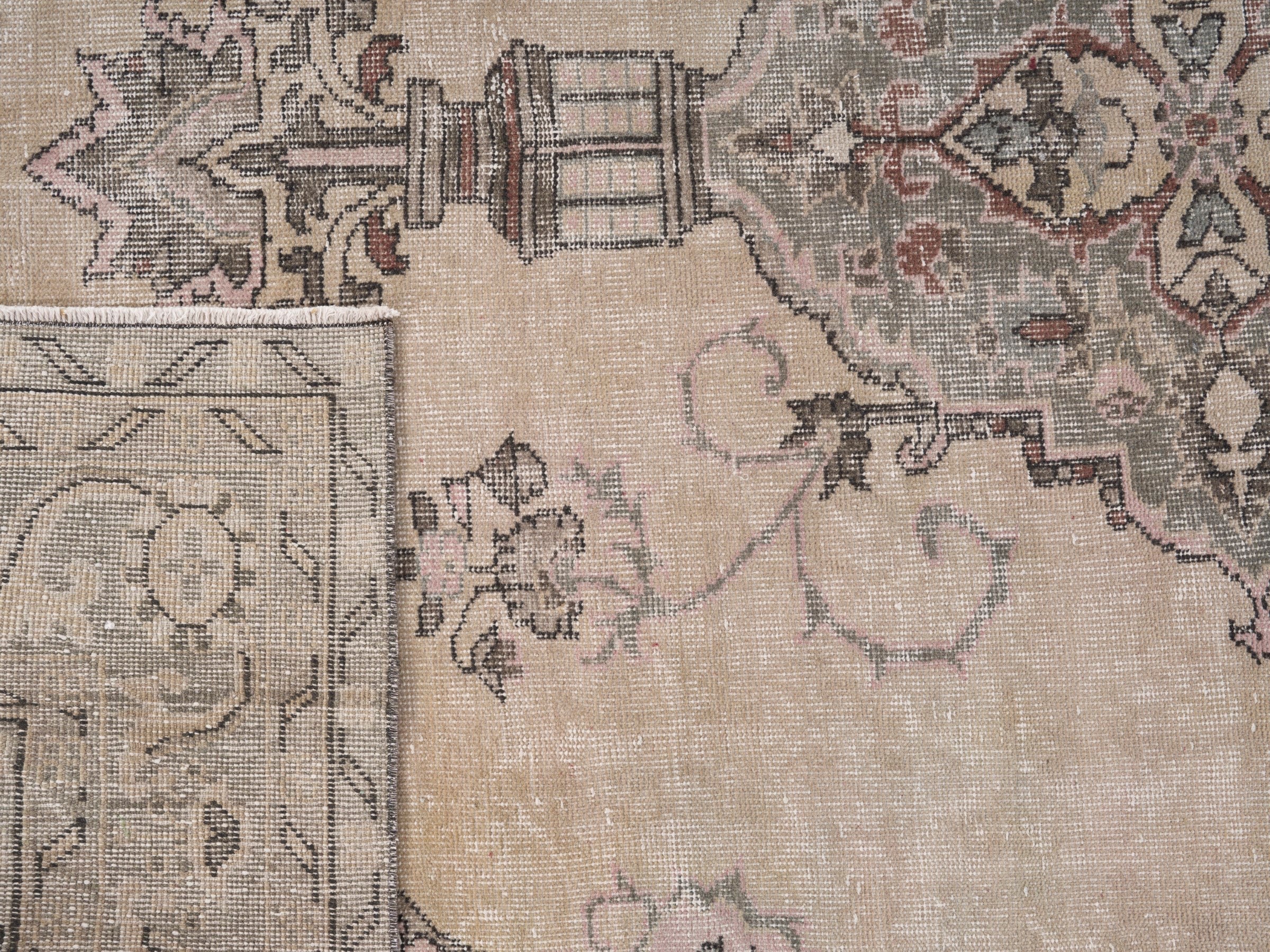 Turkish Isparta area rug in cream and greige, view 10 of 10