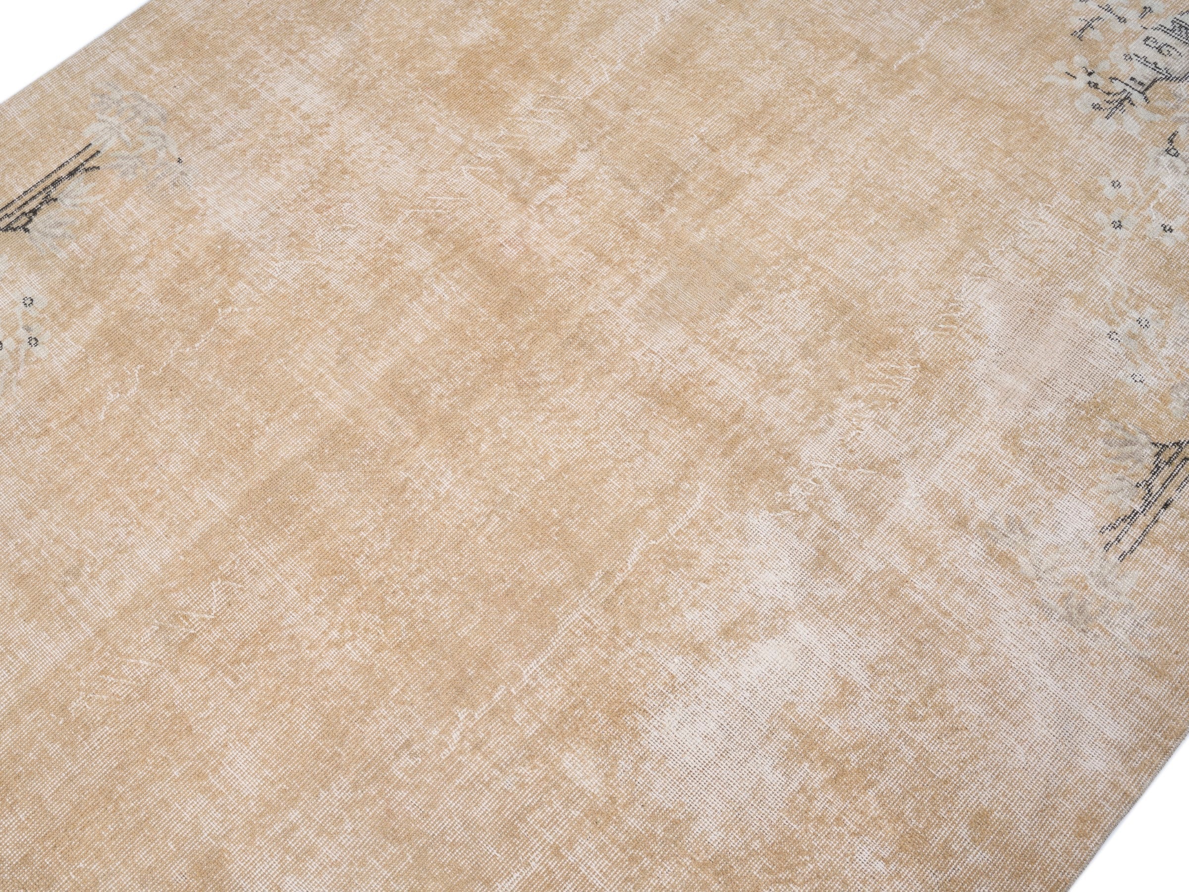 Turkish Isparta area rug in beige and greige, view 5 of 9