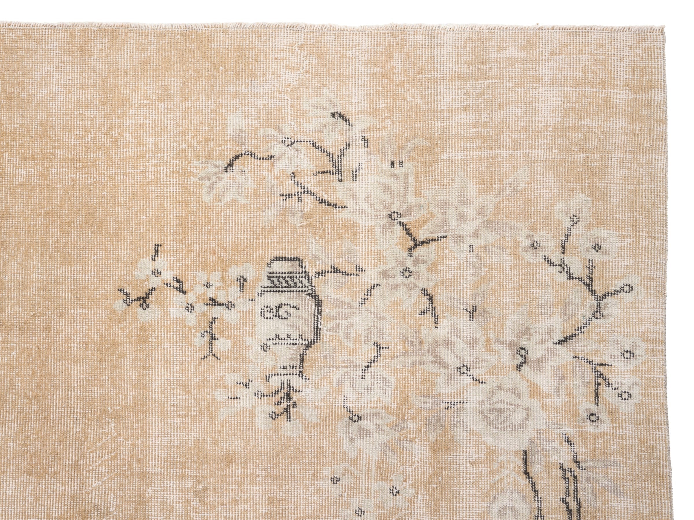 Turkish Isparta area rug in beige and greige, view 7 of 9