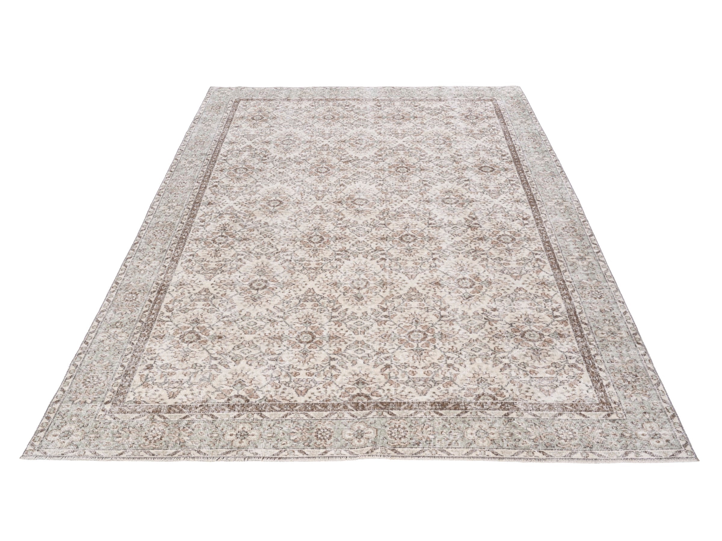 Turkish Isparta area rug in greige and taupe, view 2 of 10