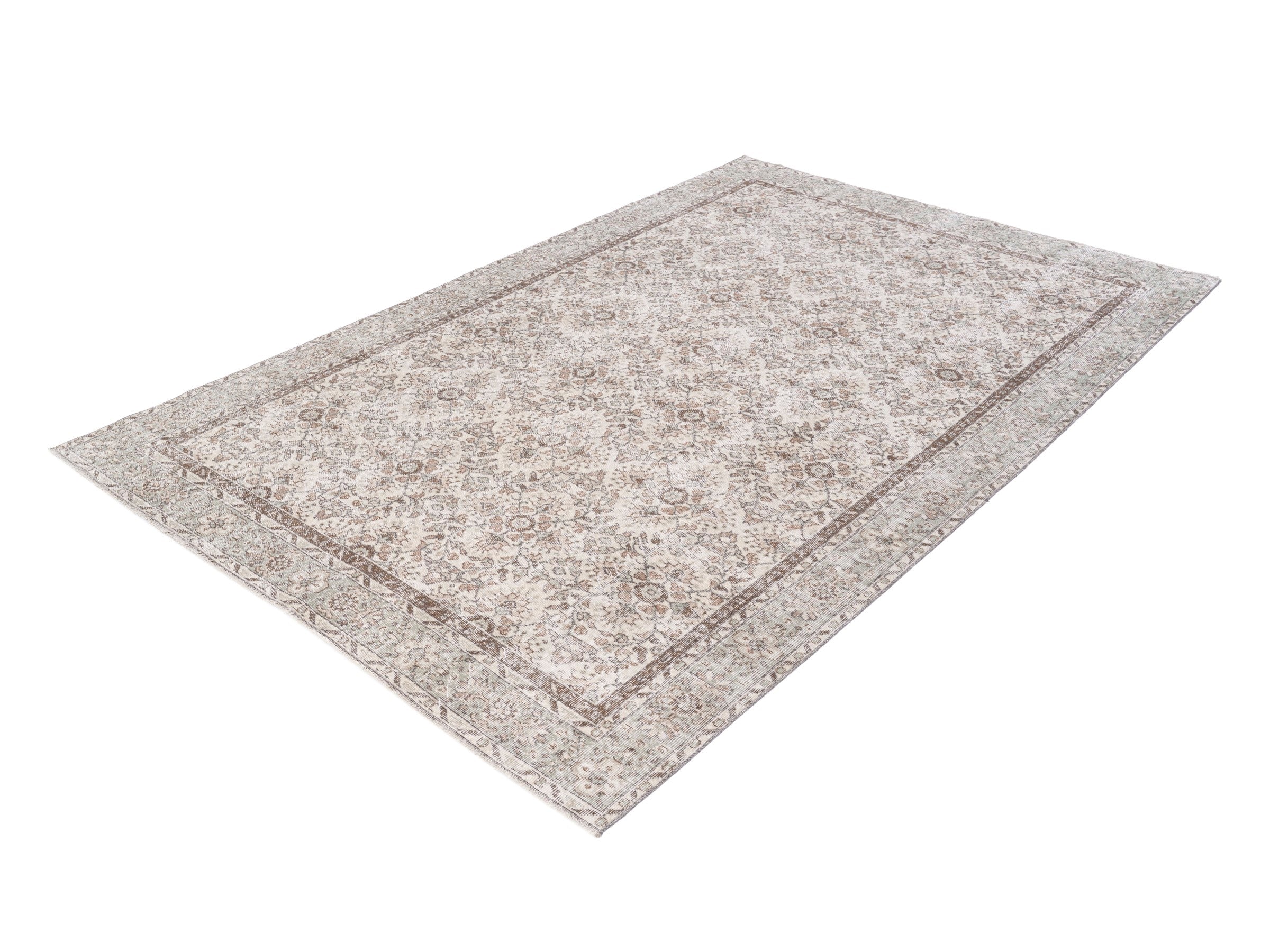Turkish Isparta area rug in greige and taupe, view 3 of 10