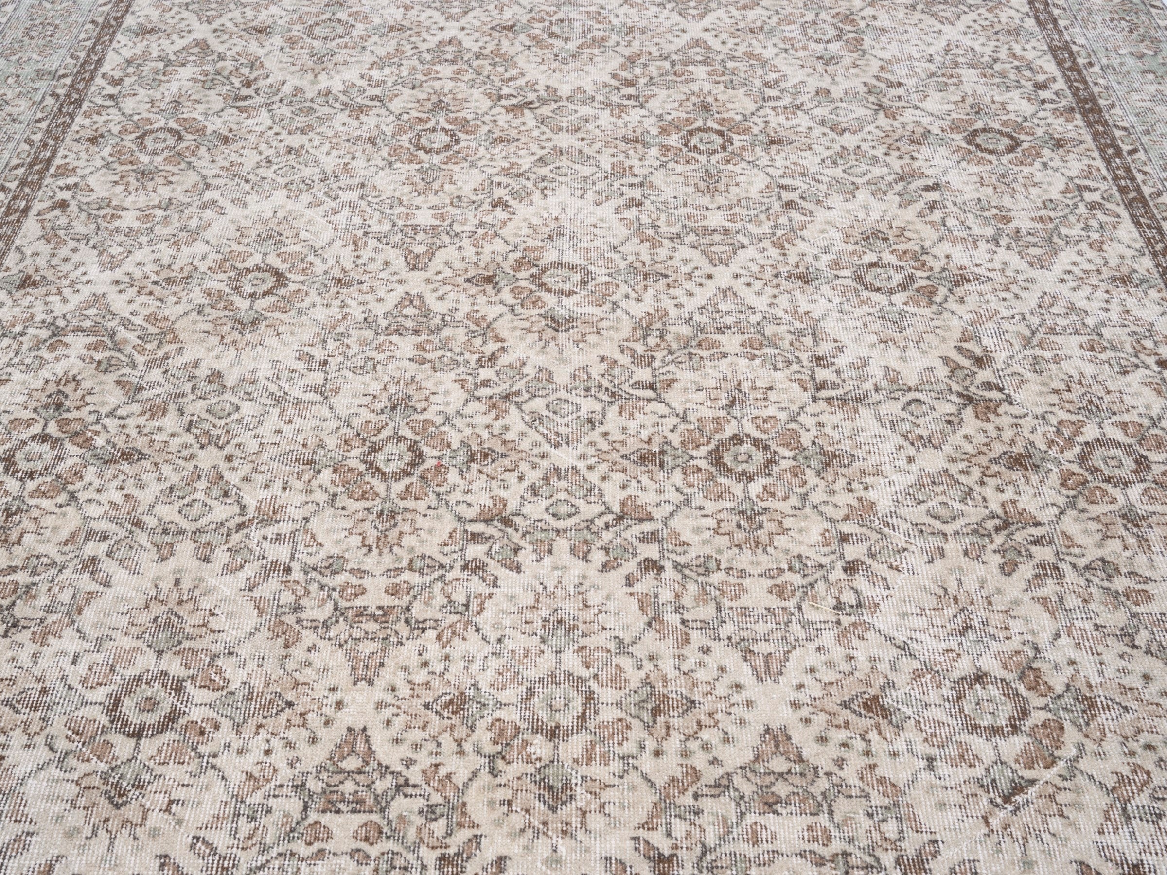 Turkish Isparta area rug in greige and taupe, view 4 of 10