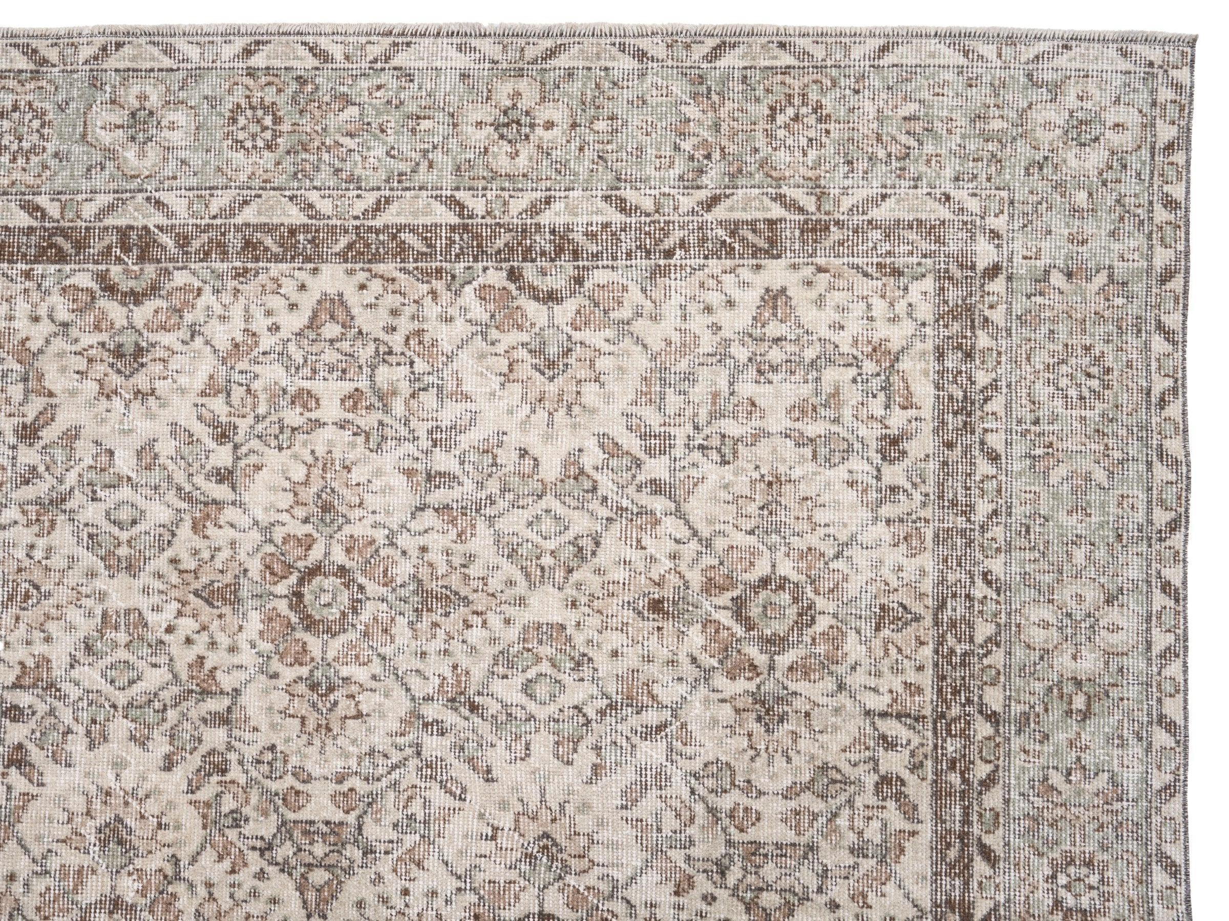 Turkish Isparta area rug in greige and taupe, view 8 of 10