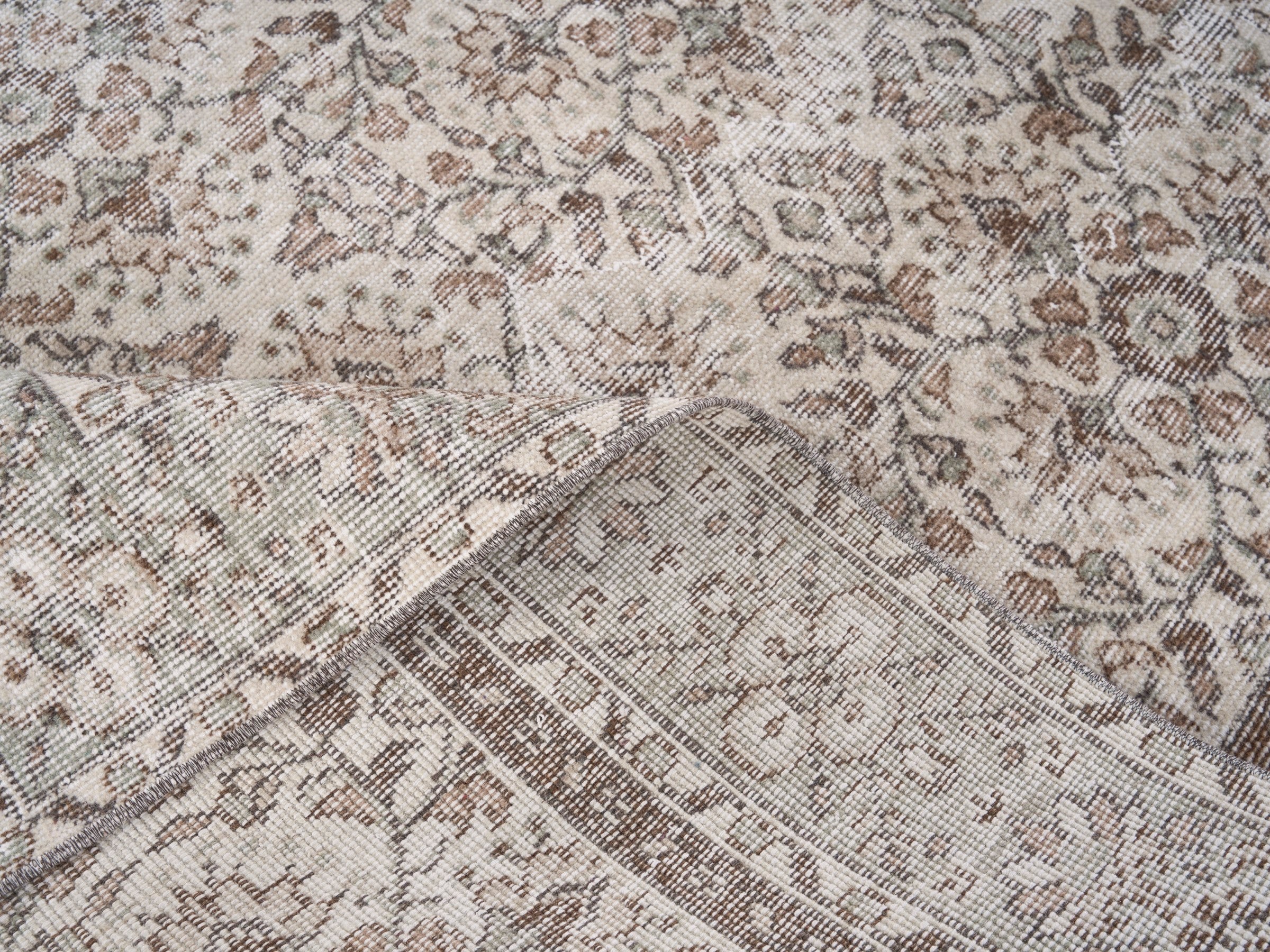 Turkish Isparta area rug in greige and taupe, view 9 of 10