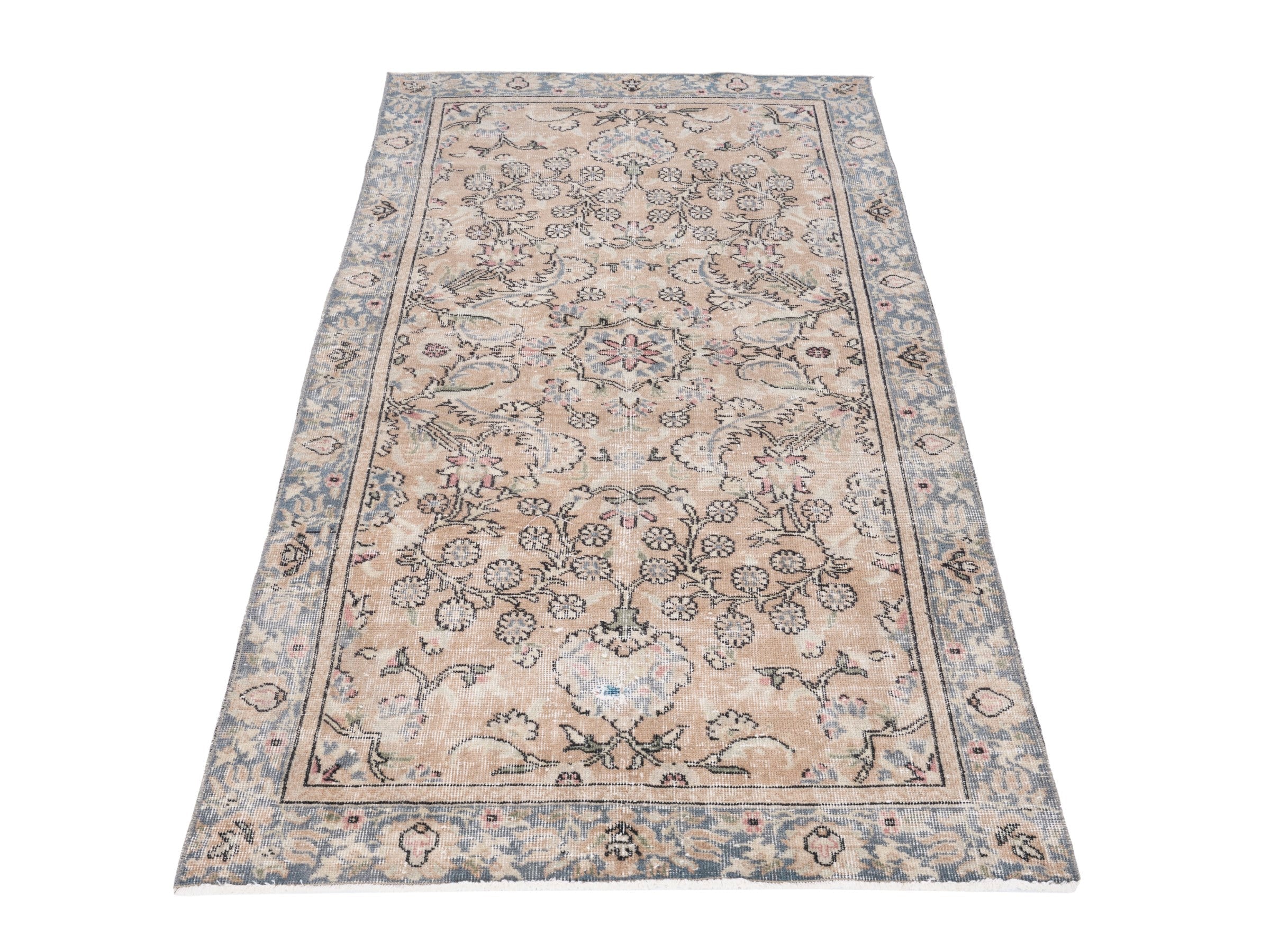 Turkish Isparta area rug in beige and blue gray, view 2 of 9