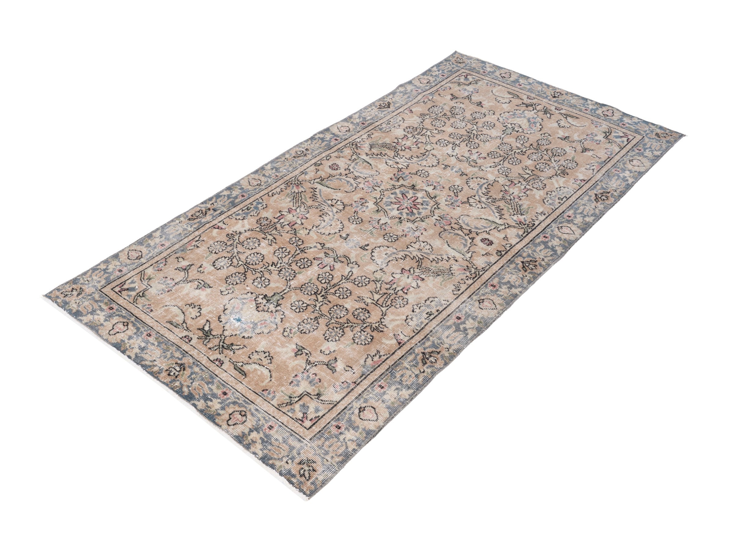Turkish Isparta area rug in beige and blue gray, view 3 of 9