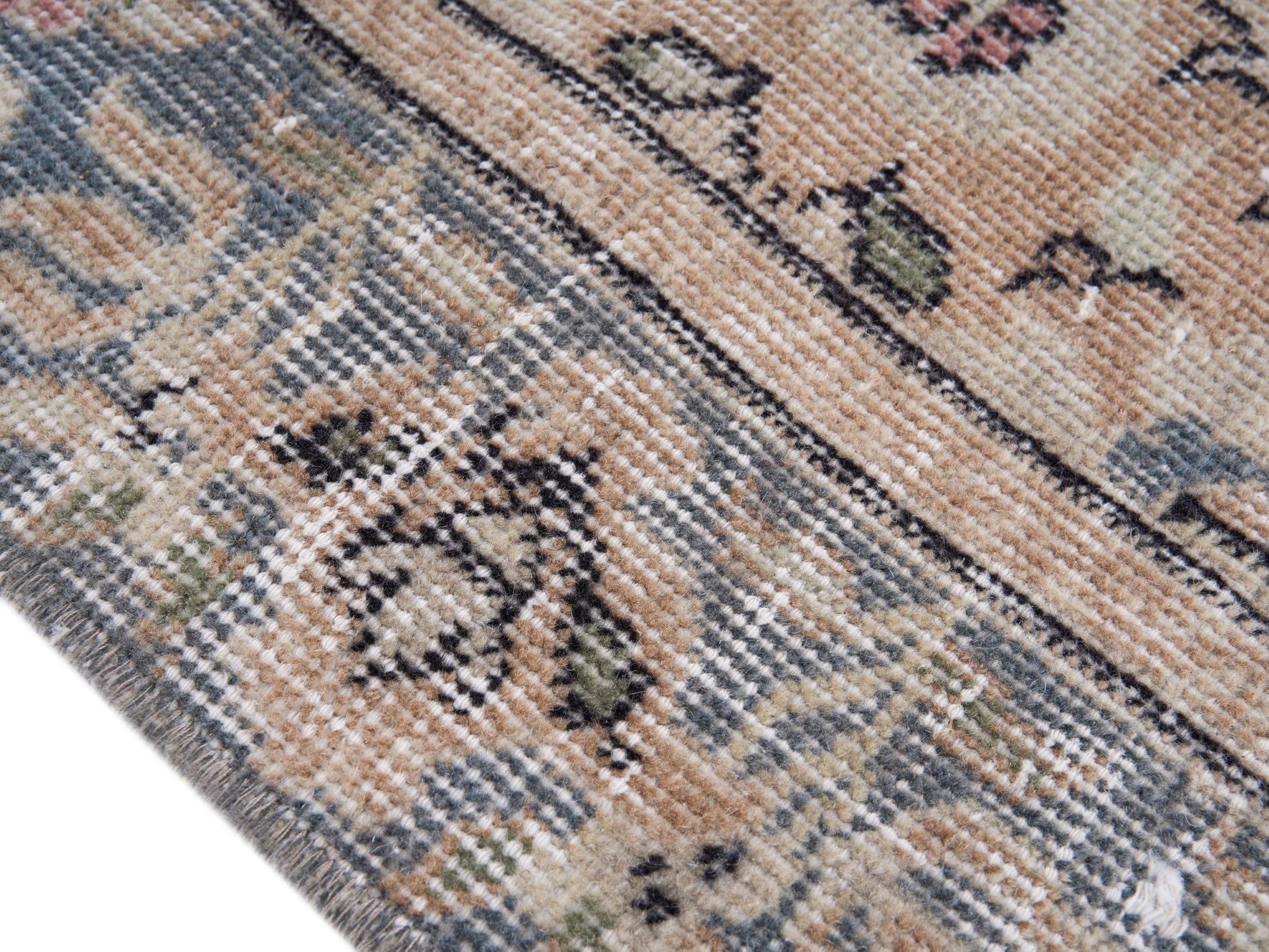 Turkish Isparta area rug in beige and blue gray, view 5 of 9