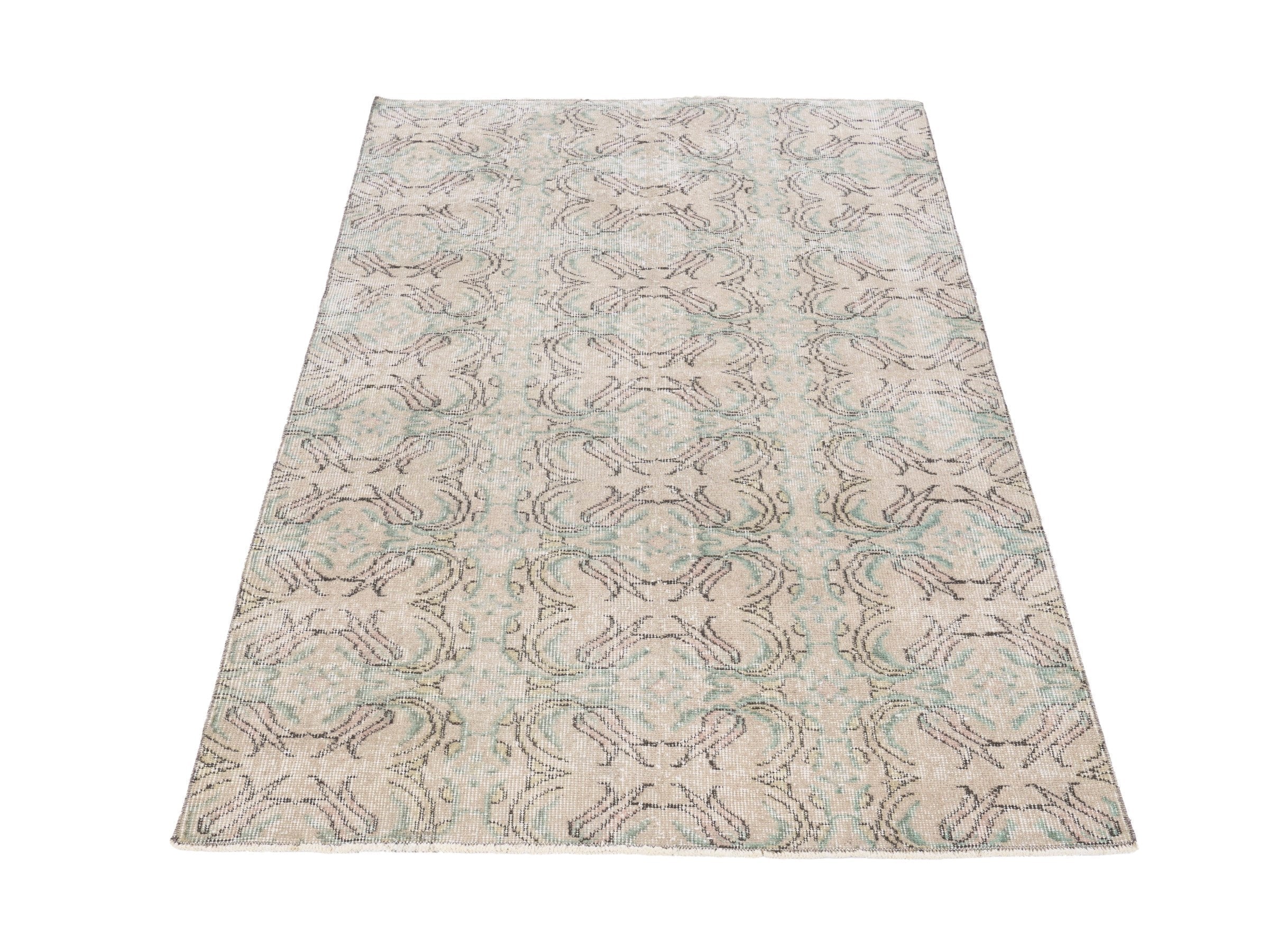 Turkish Isparta accent rug in cream and sage, view 2 of 10