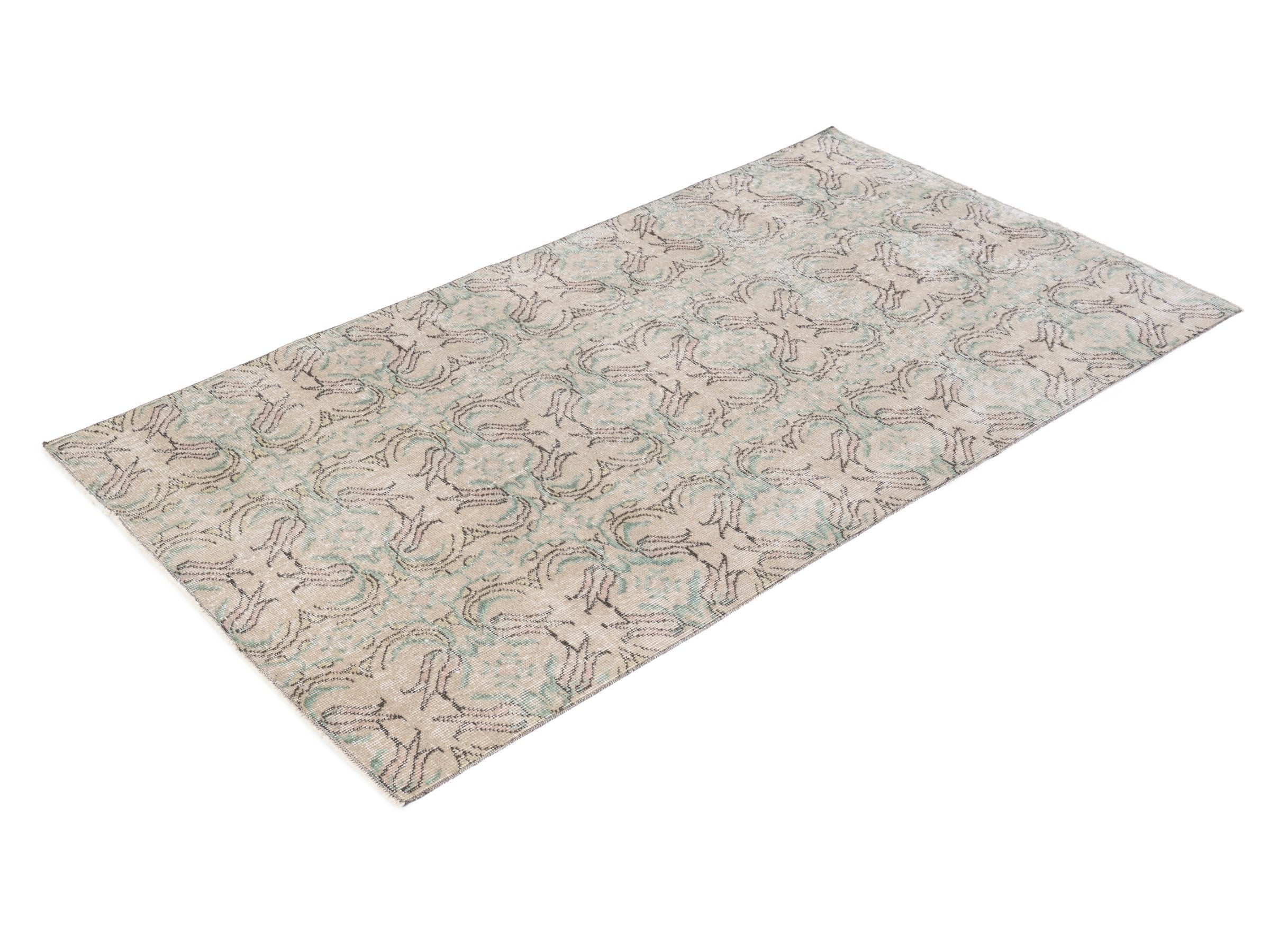 Turkish Isparta accent rug in cream and sage, view 3 of 10