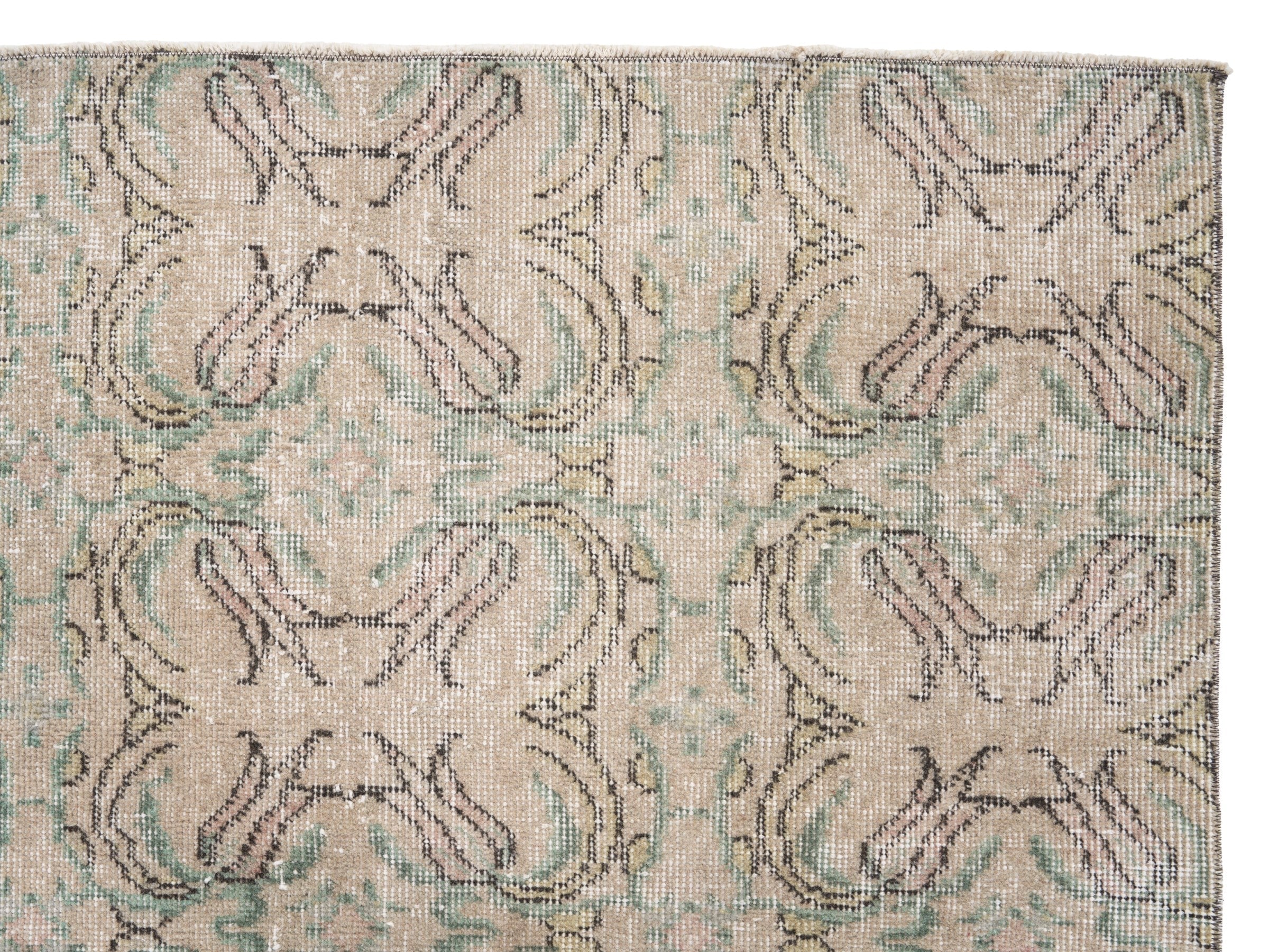 Turkish Isparta accent rug in cream and sage, view 8 of 10