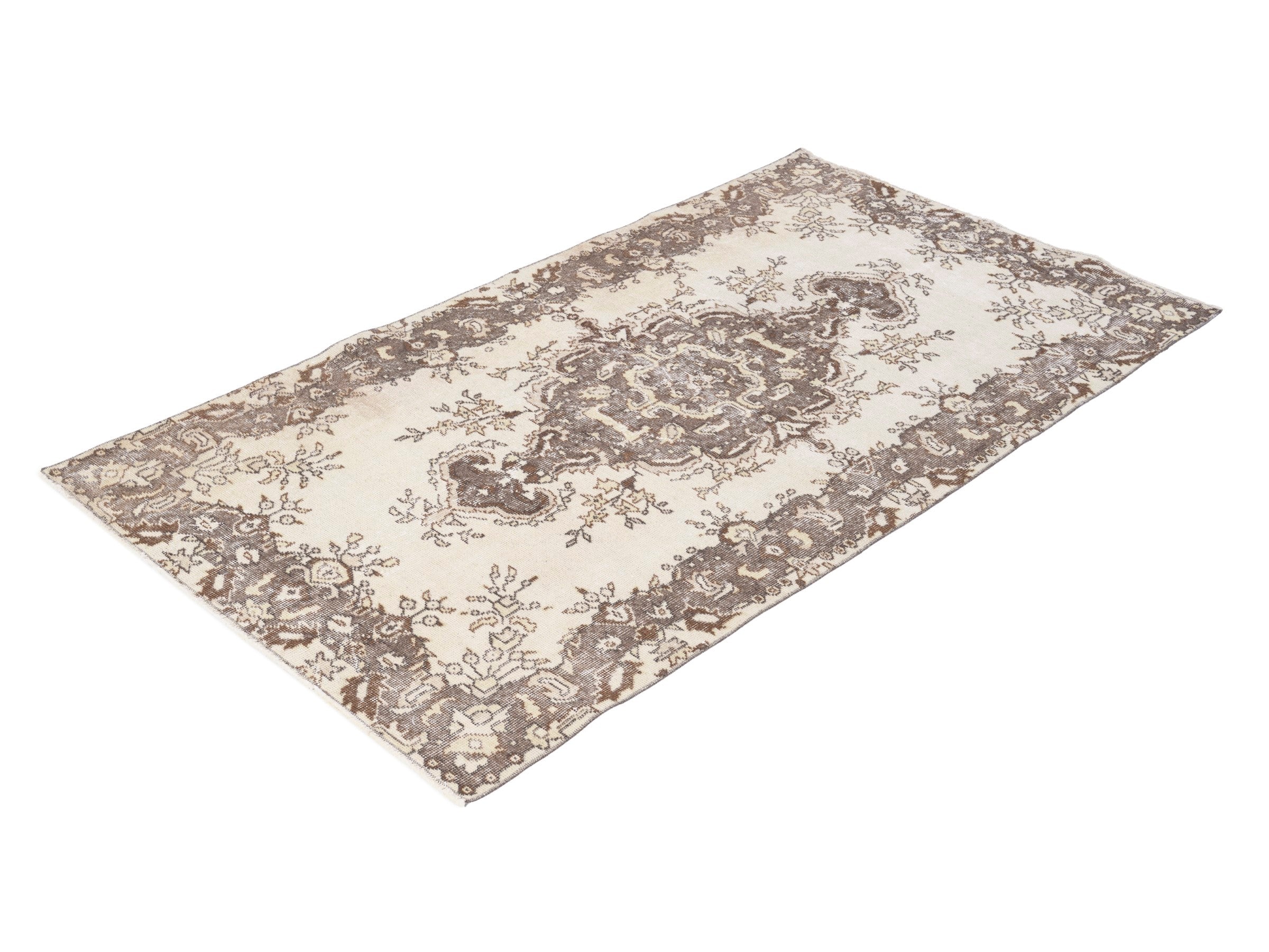 Turkish Isparta area rug in cream and taupe, view 3 of 10