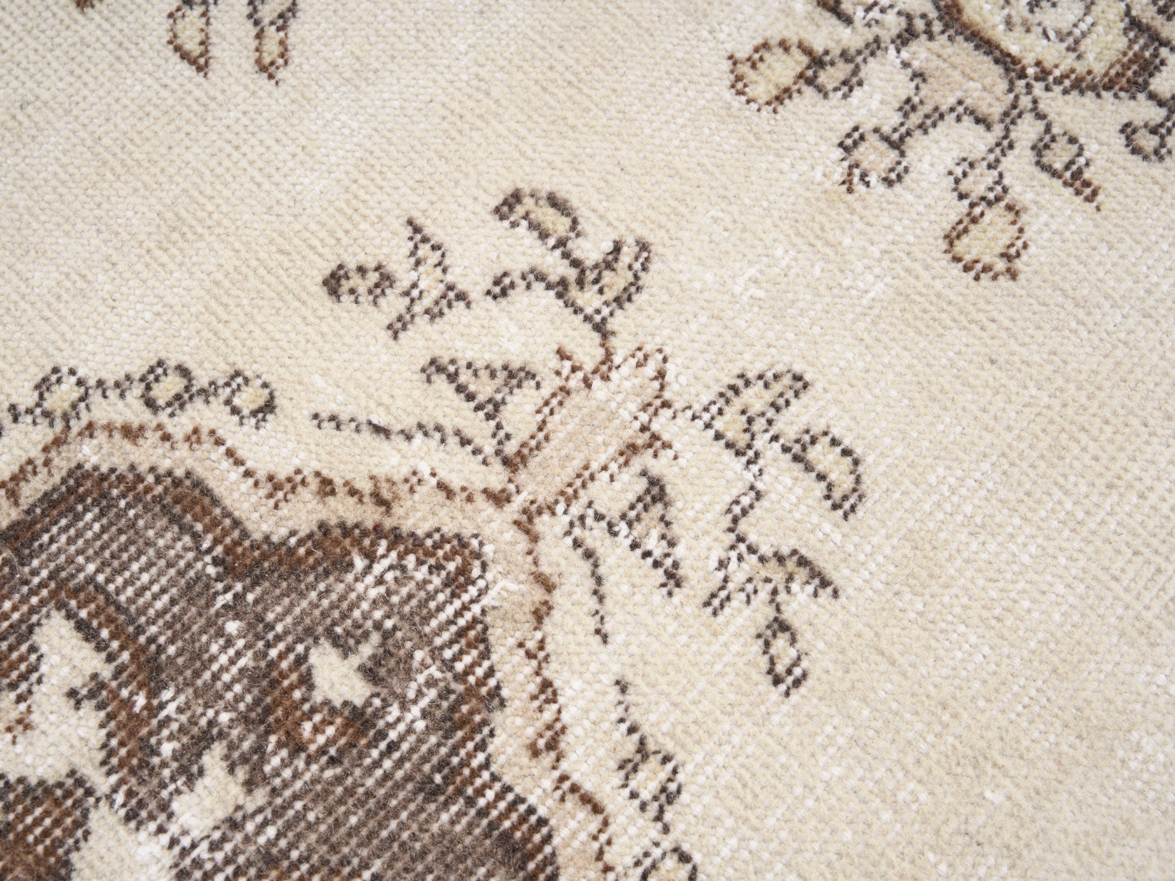 Turkish Isparta area rug in cream and taupe, view 7 of 10