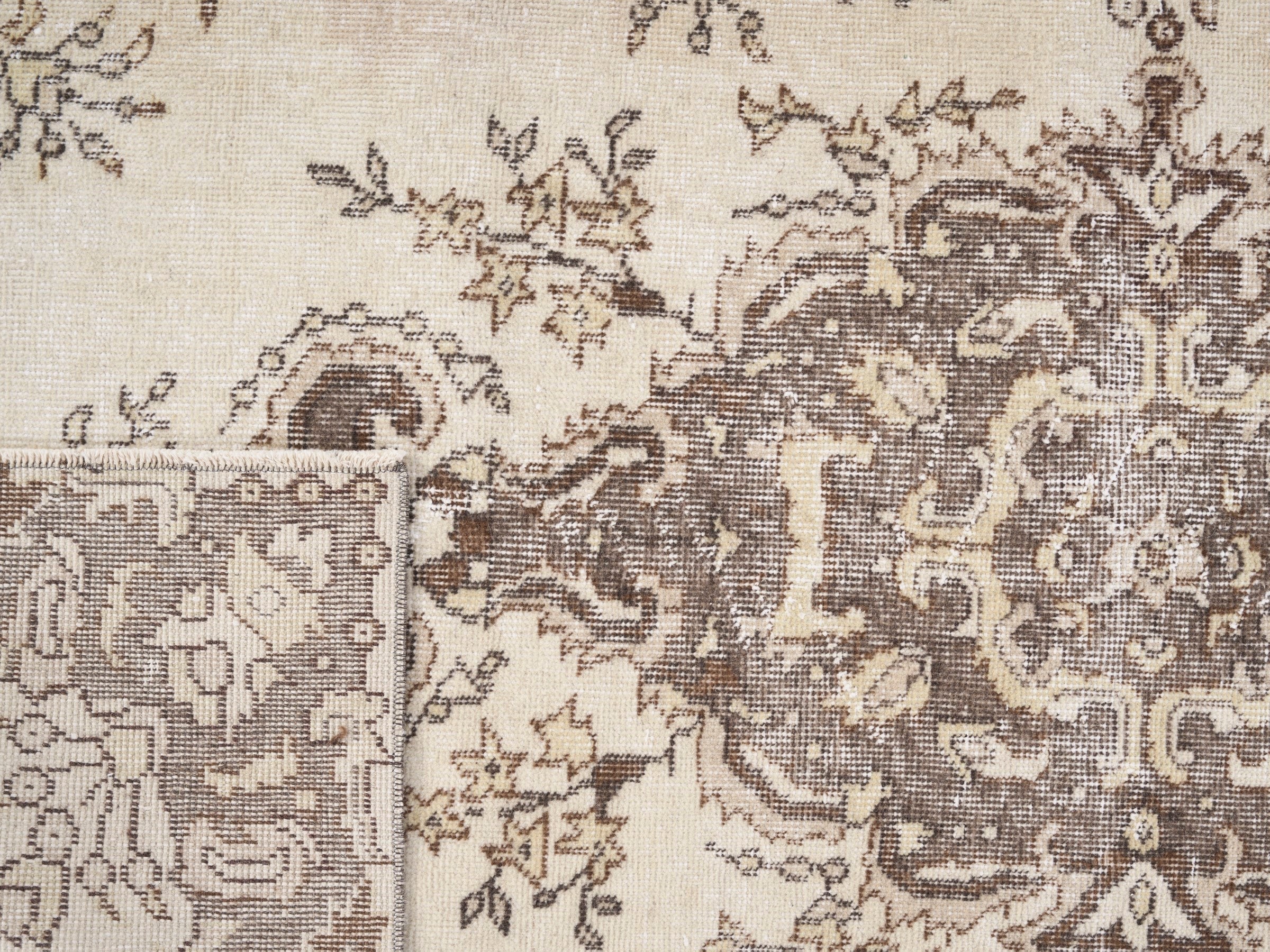Turkish Isparta area rug in cream and taupe, view 10 of 10