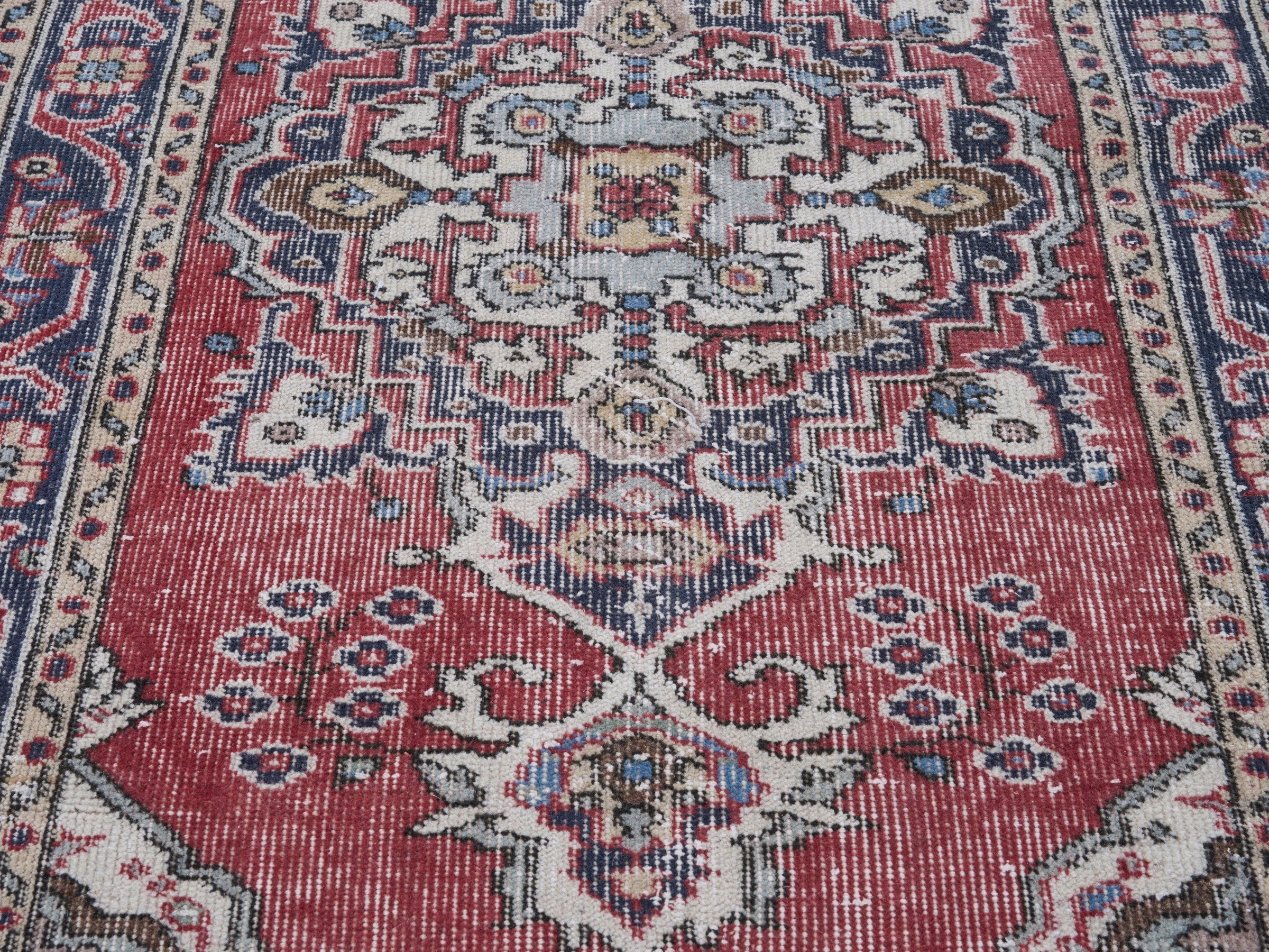Turkish Isparta runner rug in rose and cream, view 4 of 10