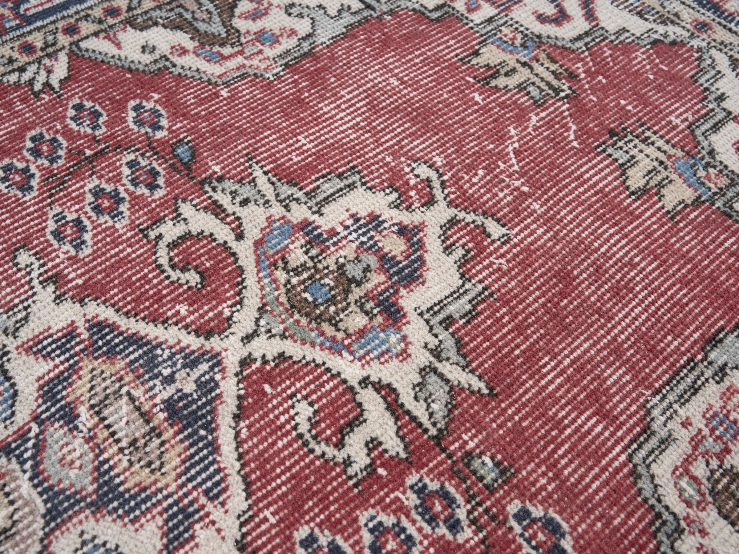 Turkish Isparta runner rug in rose and cream, view 7 of 10