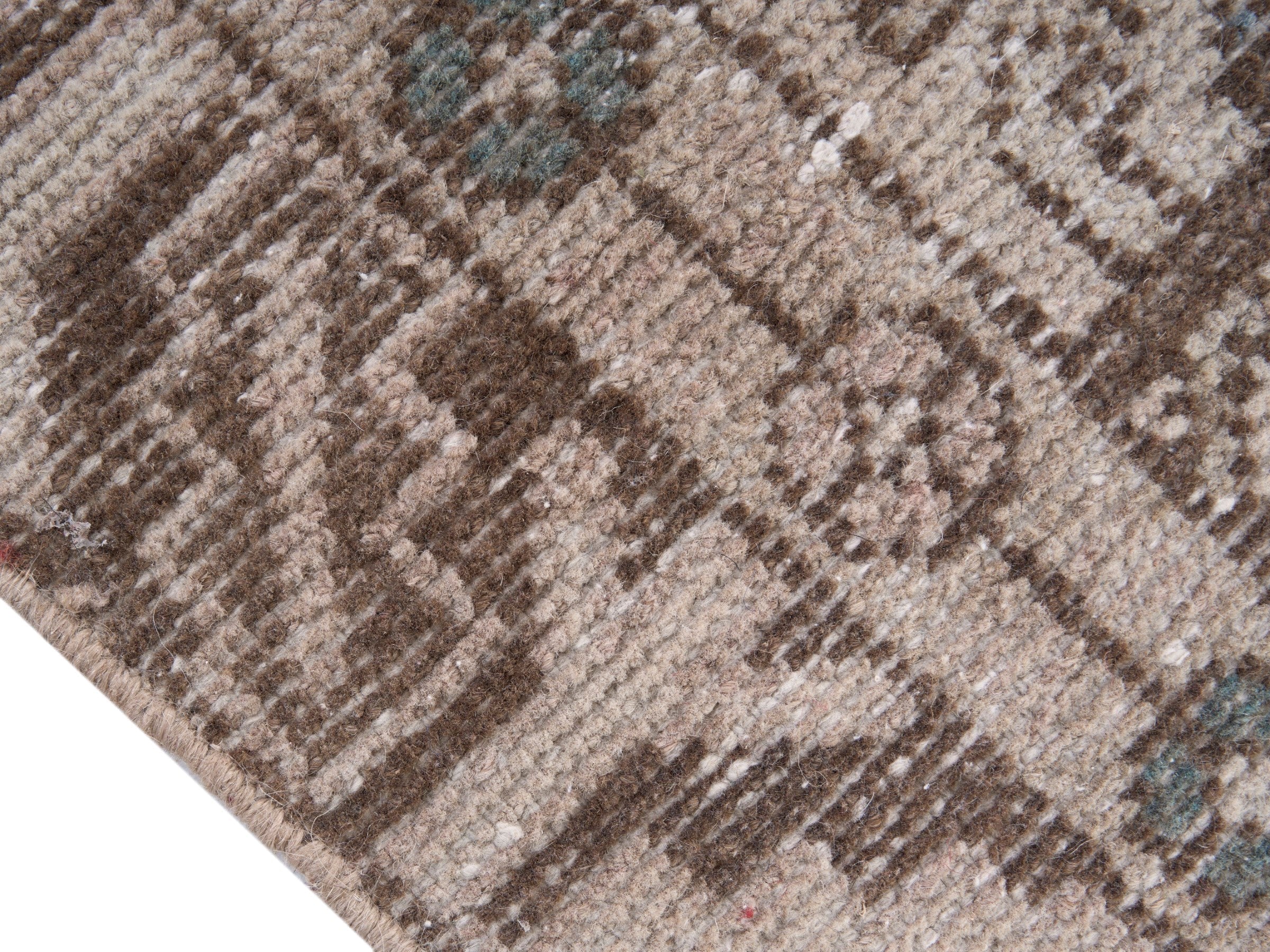 Persian Hamedan area rug in taupe and greige, view 6 of 10
