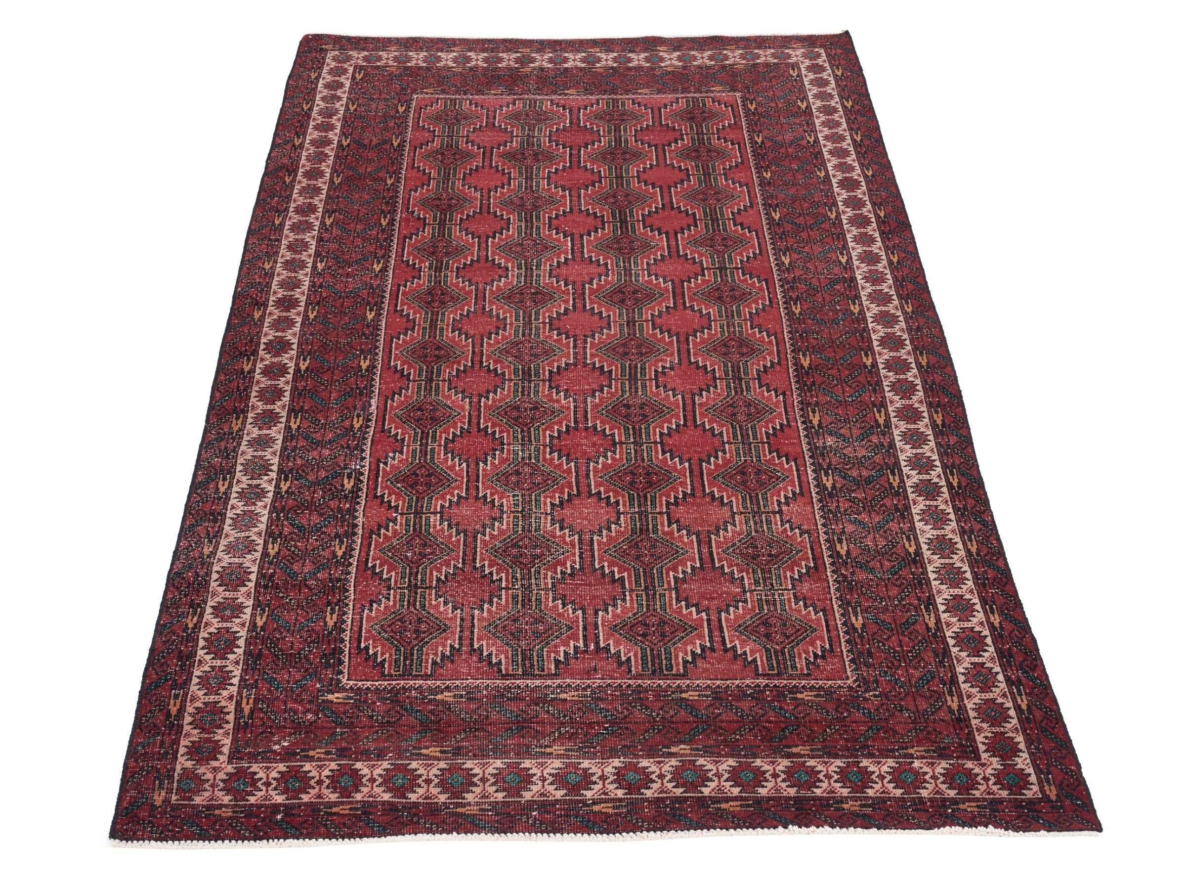 Persian Baluch area rug in deep red and burgundy, view 2 of 10