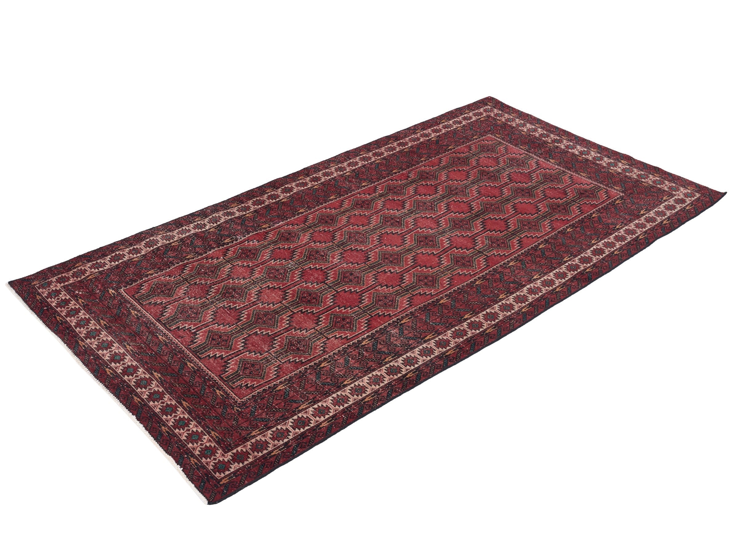 Persian Baluch area rug in deep red and burgundy, view 3 of 10
