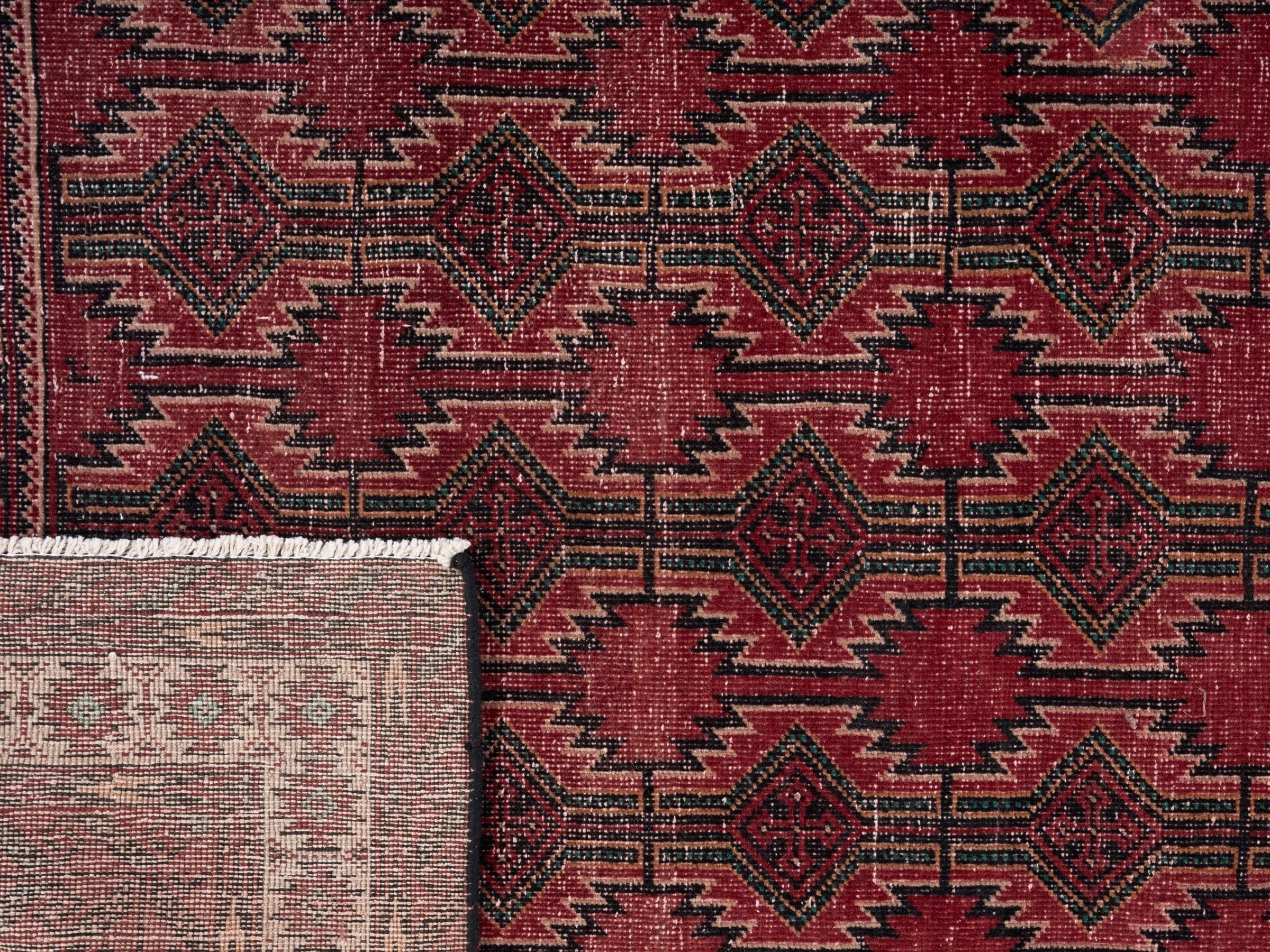 Persian Baluch area rug in deep red and burgundy, view 10 of 10